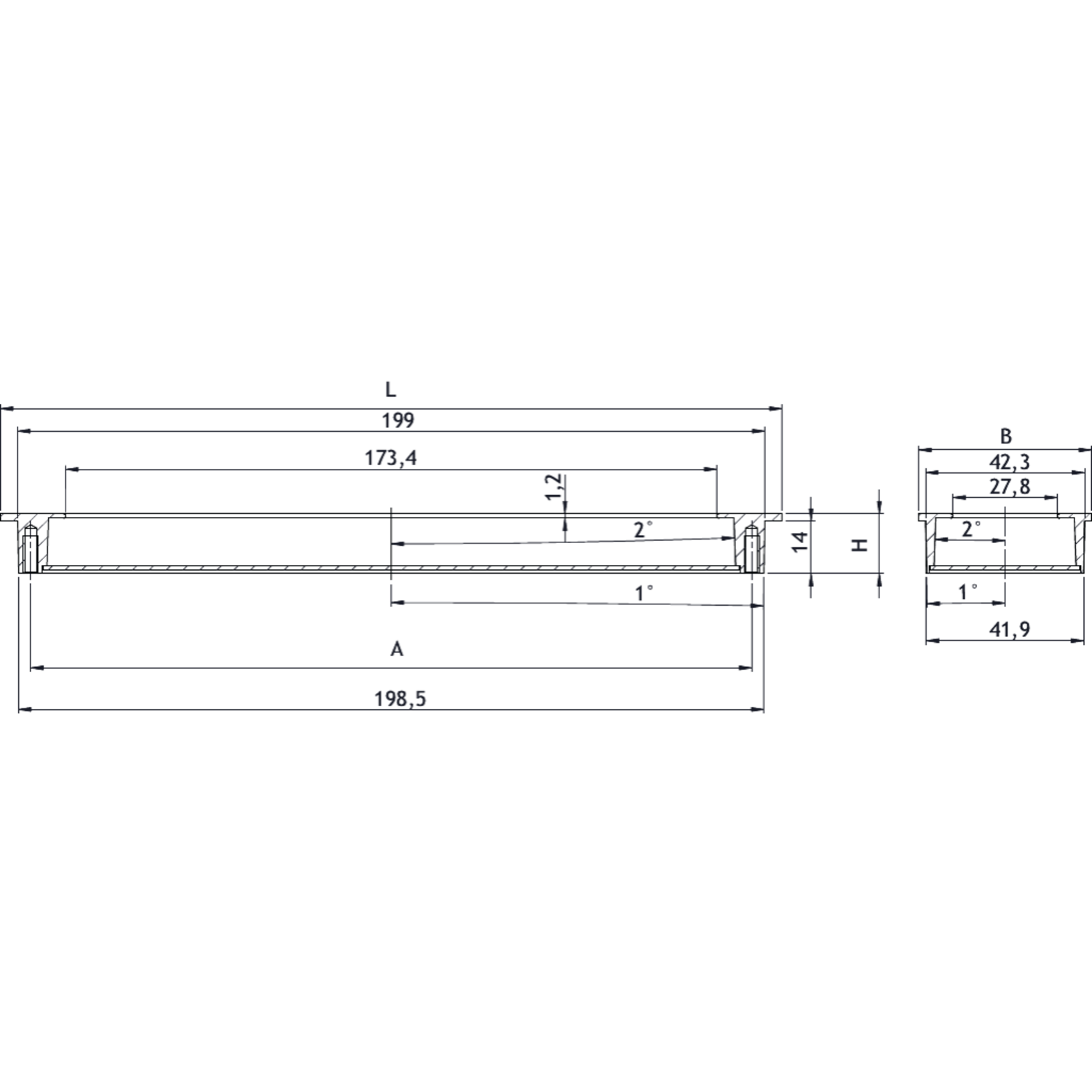 Komgreep lux zamak RVS look ba 192mm L 208mm