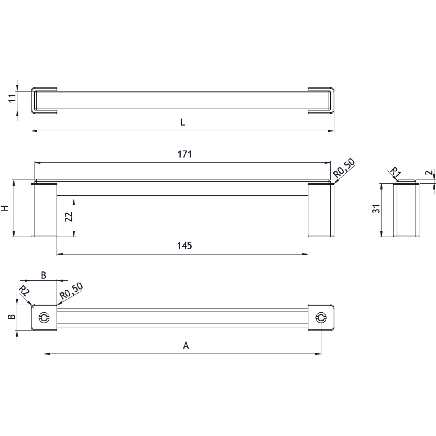 Greep SEGMENT ba160 eik + zwart