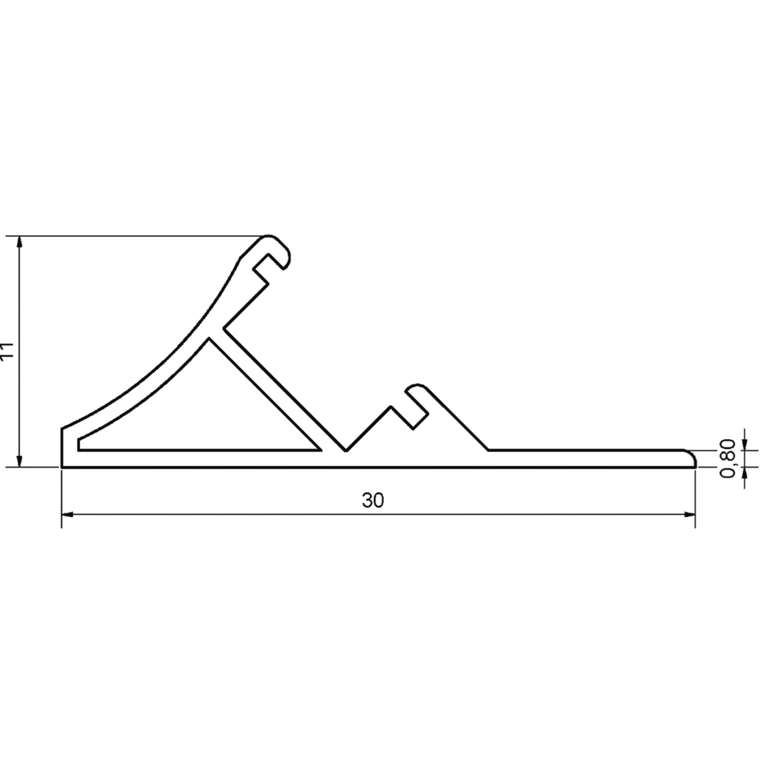 45° ledstrip k 30 / warm wit 3200K 262mm +magneetschakelaar