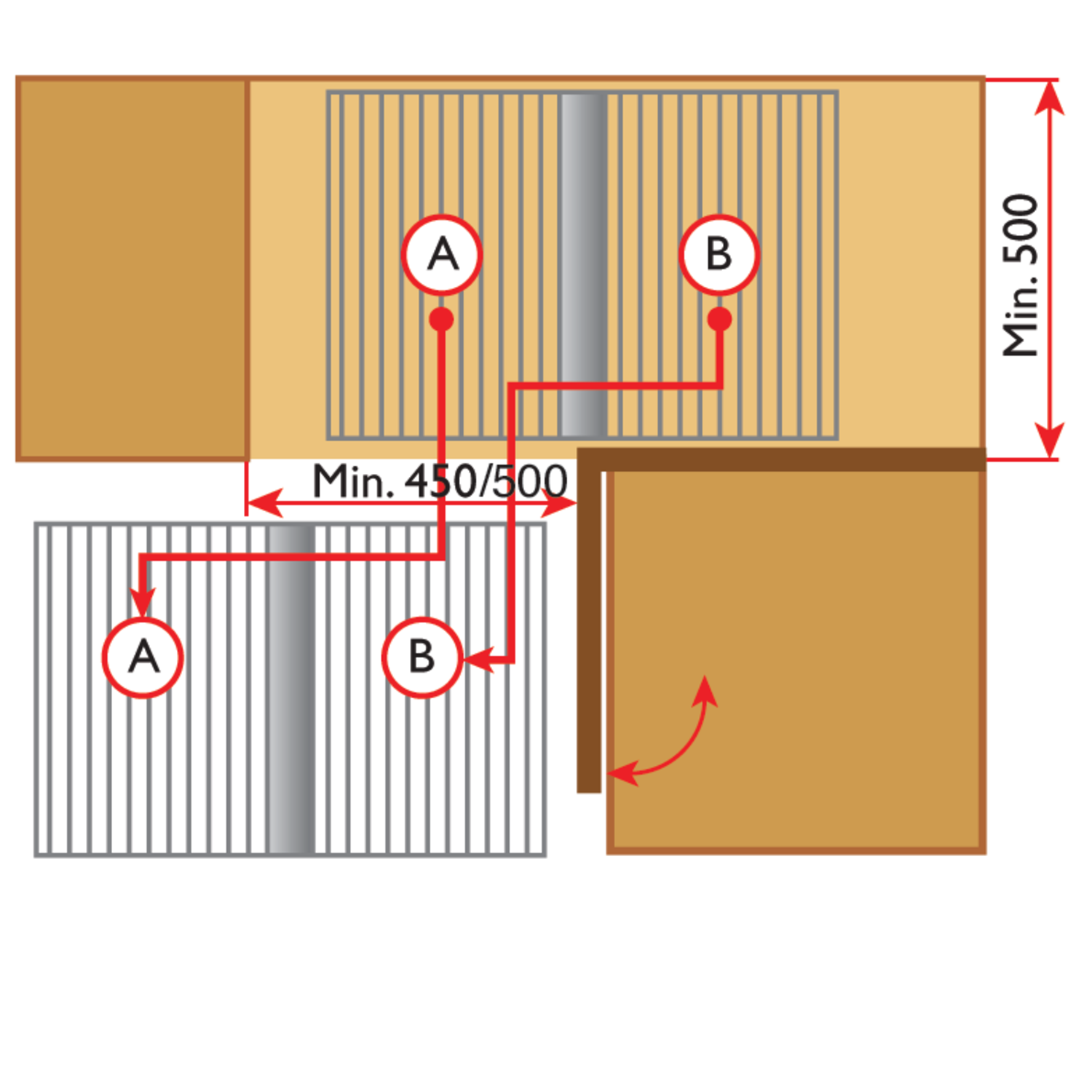 Rational corner Soft Close 500/550mm links chroom