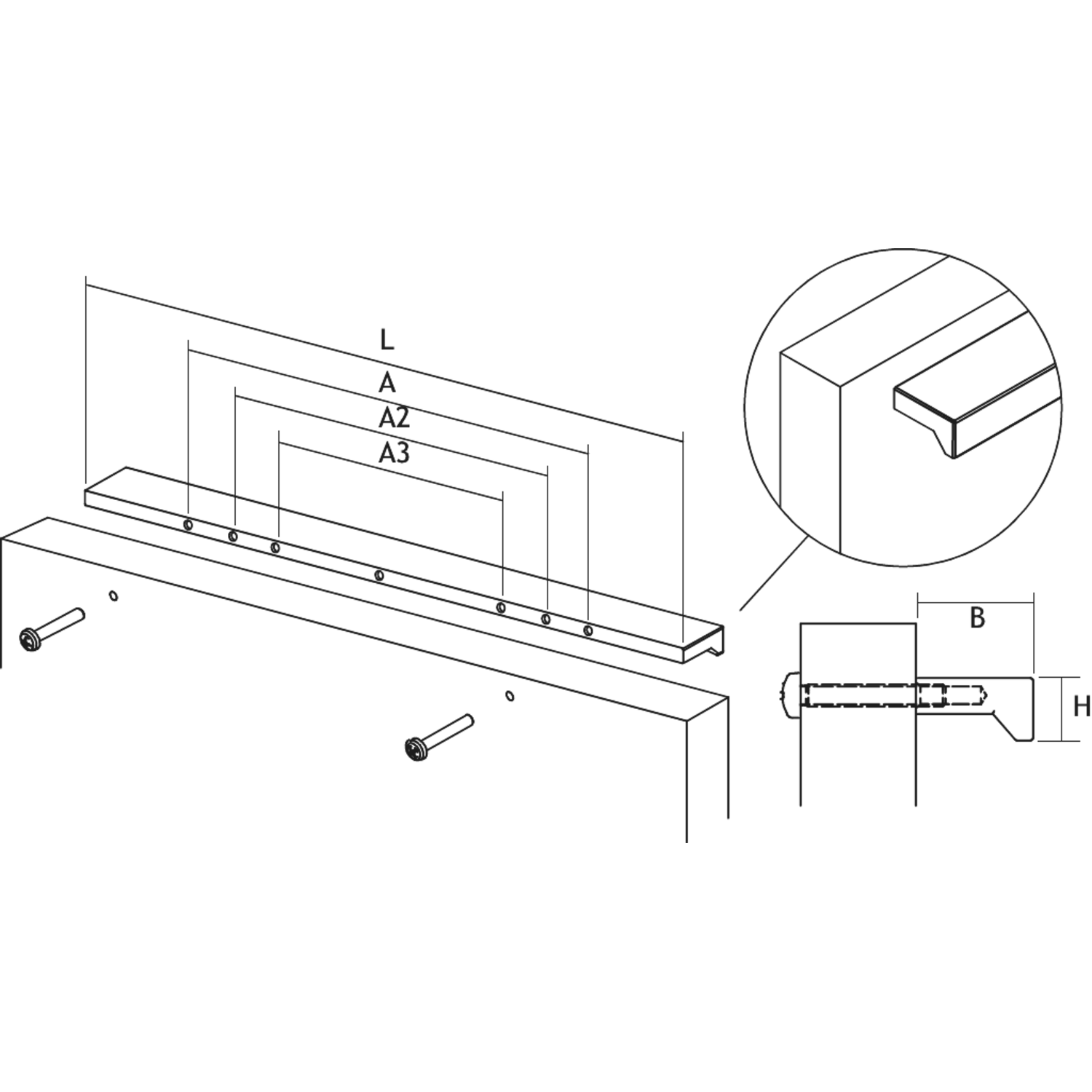 Greep ANGLE BA192 L300 aluminium metallic bruin