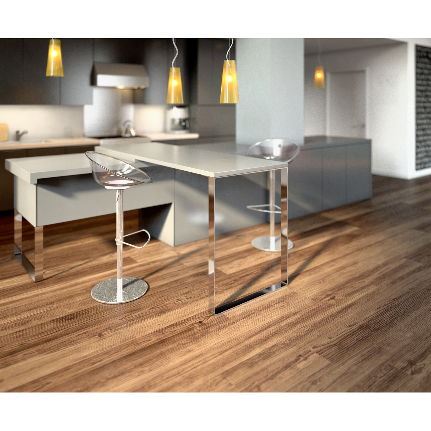 U-poot aanbouwtafel chr. h=900mm/b=700mm