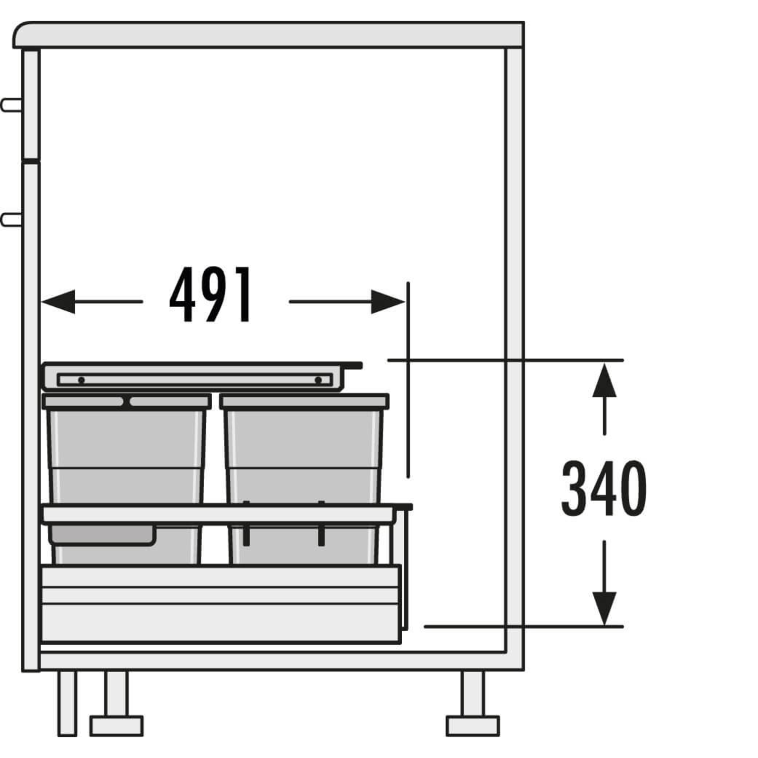 Hailo separato-k 90cm 52l2 x 18l + 2 x 8l 2 x 18l + 2 x 8l