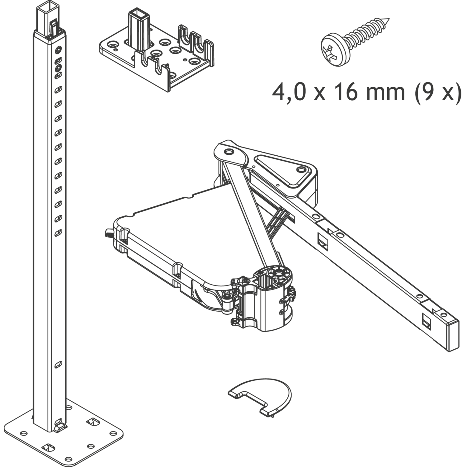 Cornerstone maxx hoekkast beslag chroom 650-850mm