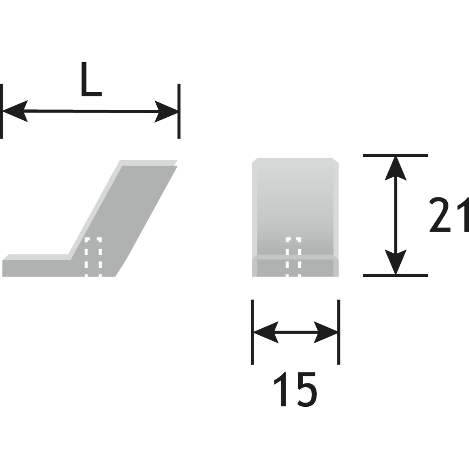 Knop verso 15x31mm zamak tin