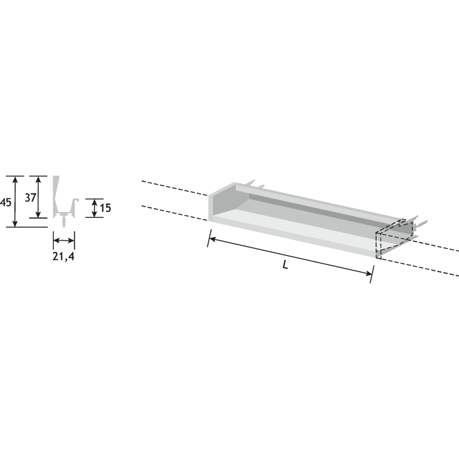 Greepprofiel HEXXA L3000 aluminium mat zwart