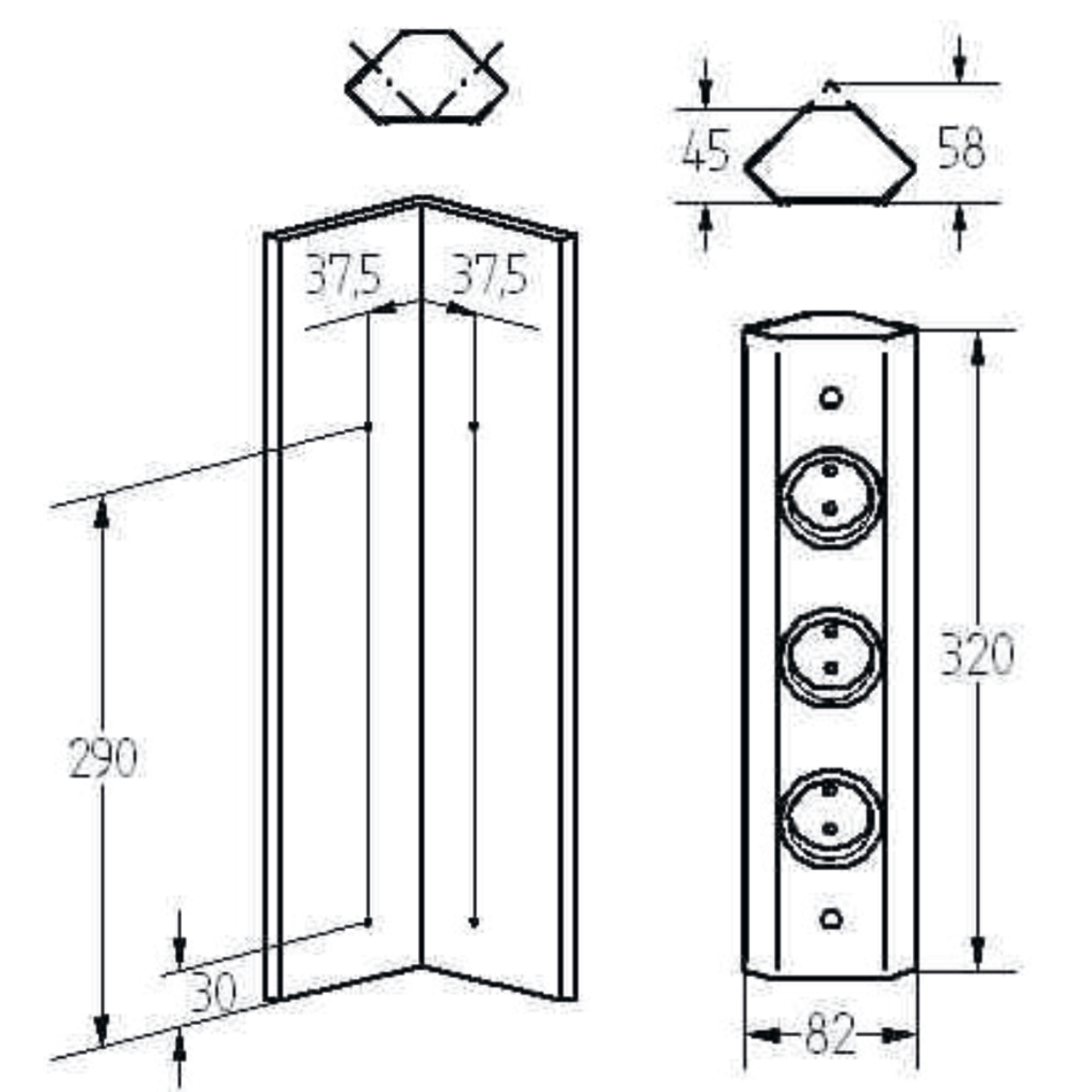 Energiebox 3st nl-d 320mm rvs
