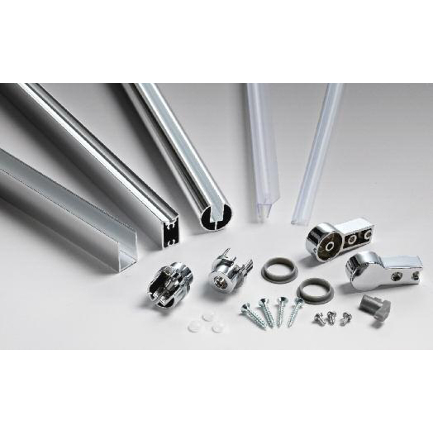 Scharnier over volledige hoogte voor badrand, voor 6 mm glas, L1500, glanzend aluminium