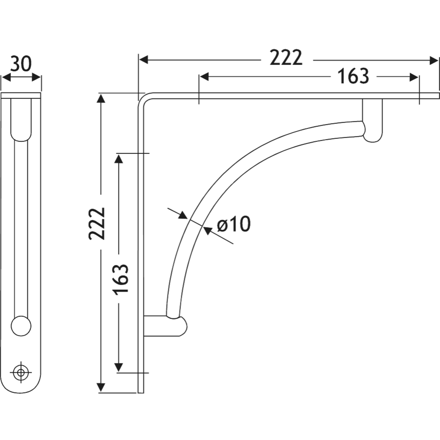 Plankdrager vario-line 22cm rvs look