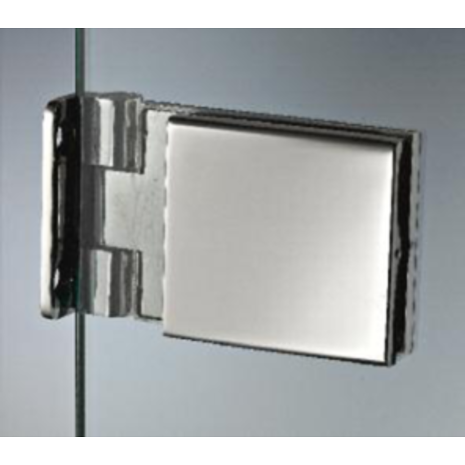 Vierkant scharnier wand/glas voor smalle deurposten, voor 8/12 mm glas, B85 H65, glanzend rvs