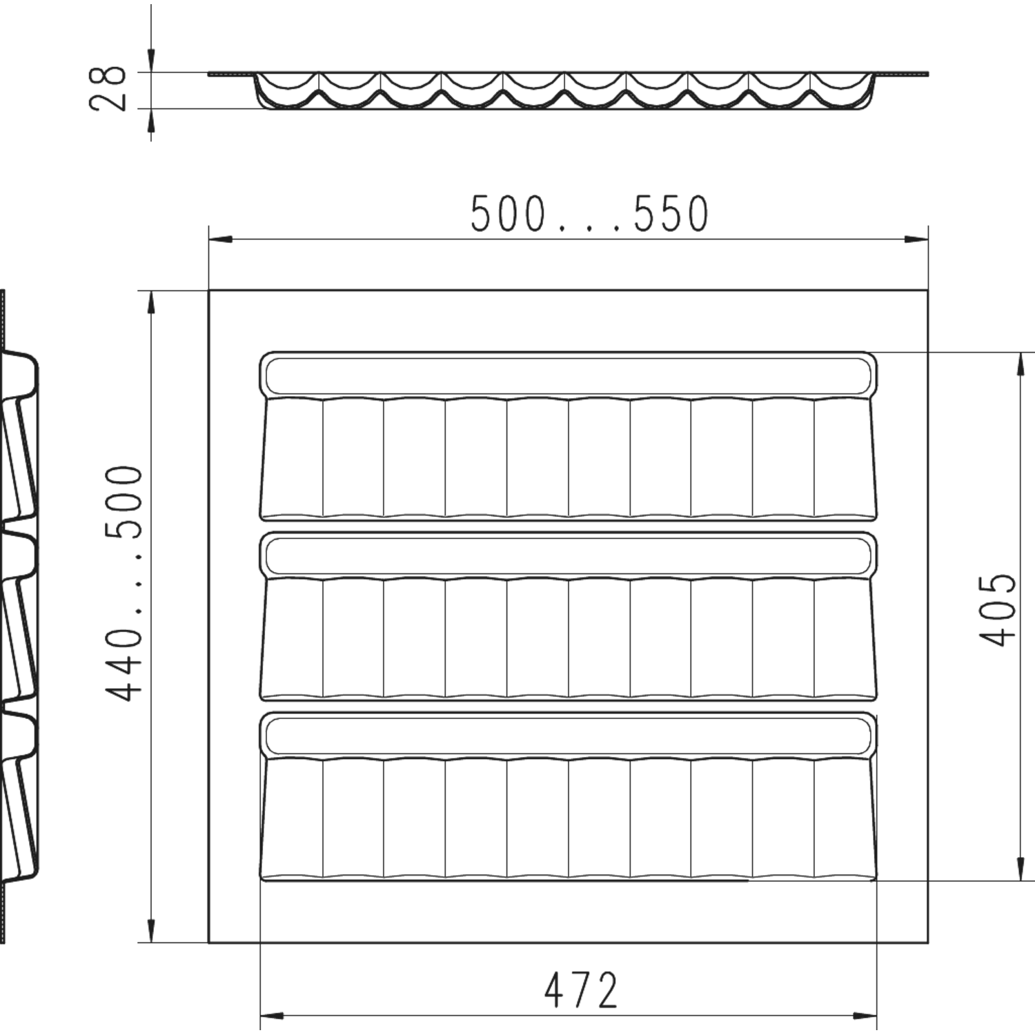 Basic kruidenlade k 60 cm wit 550 x 500 mm