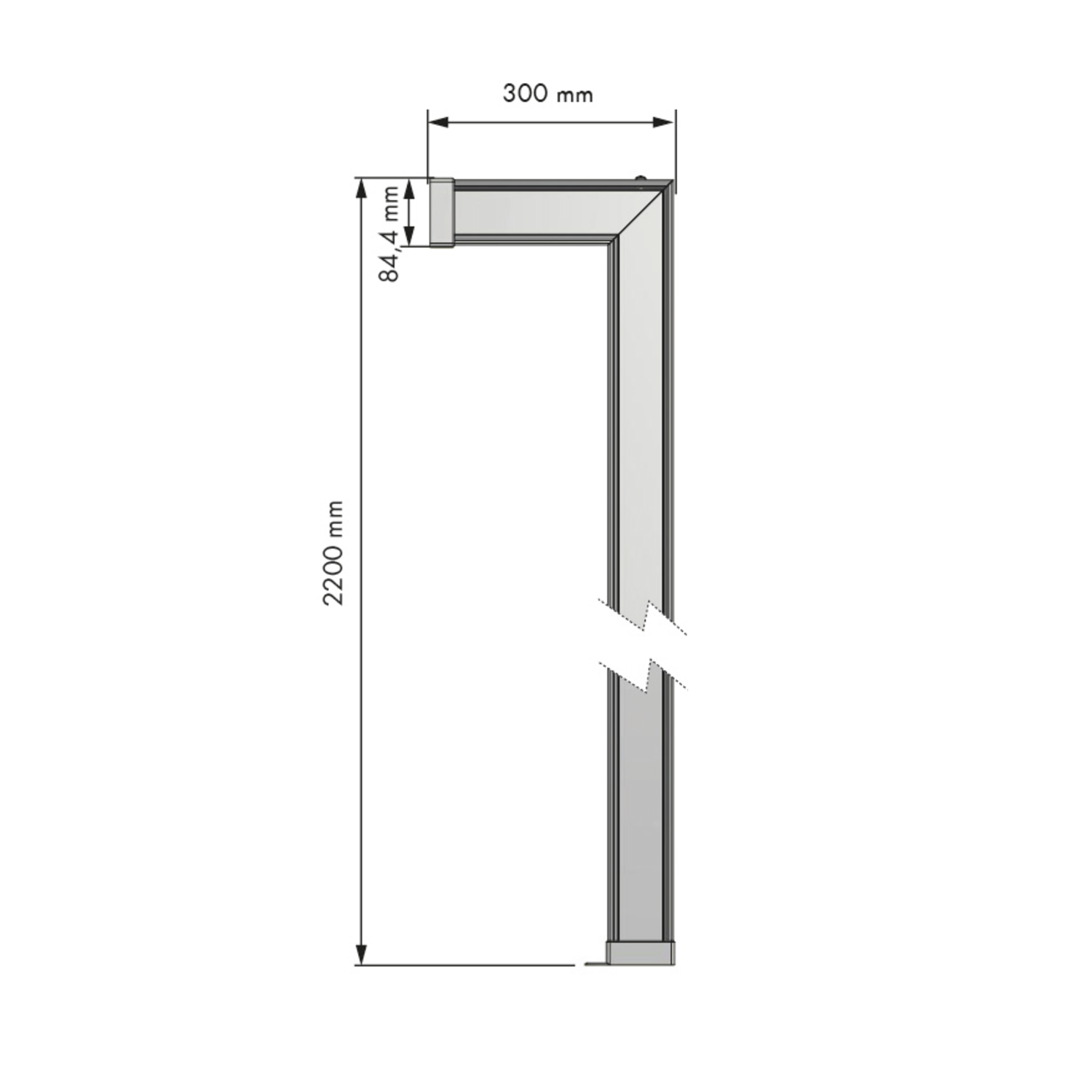 Structura profiel muurbevestiging 2000mm zwart alu