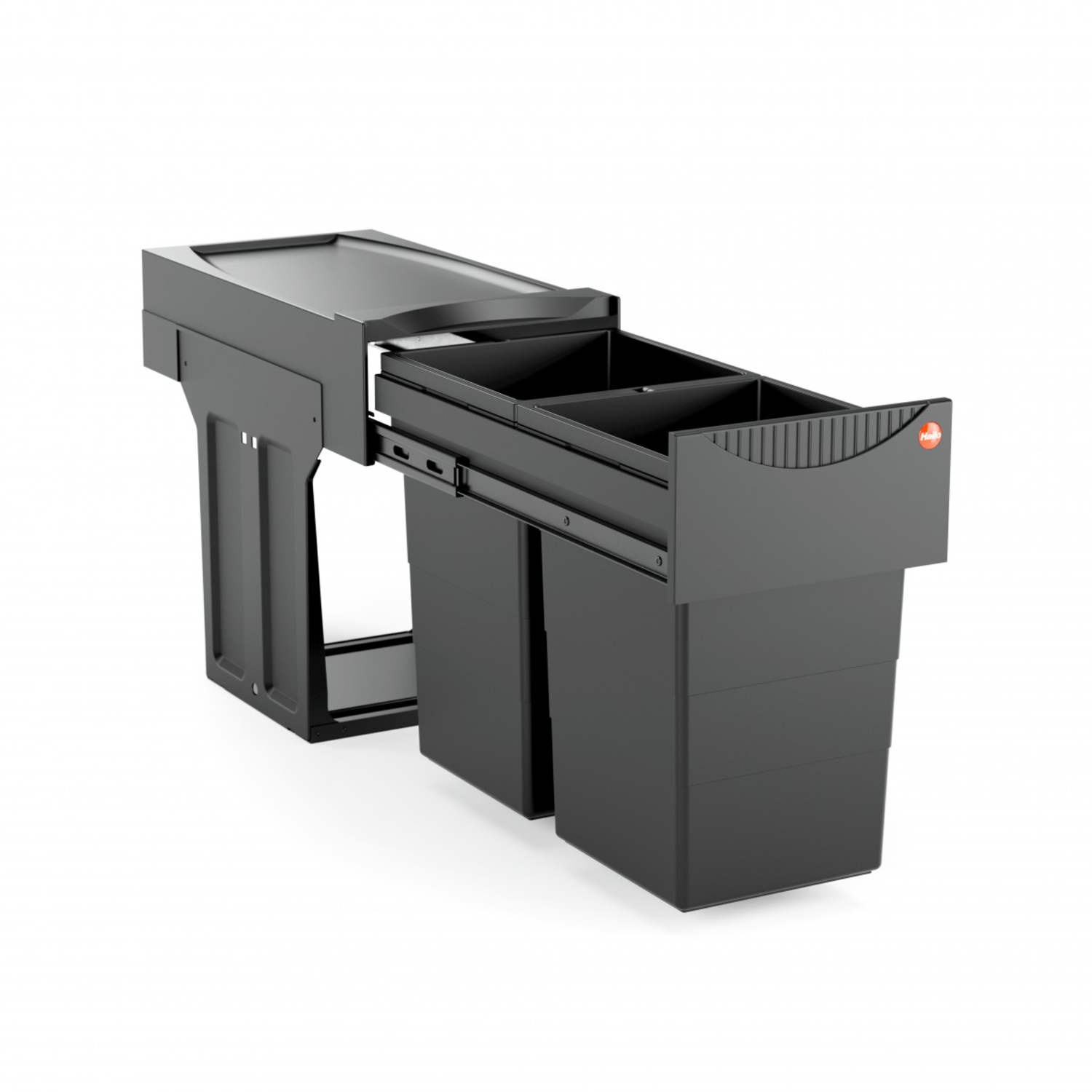 Hailo tandem iv 2x15l black edition volledig uittrekbaar - recycled