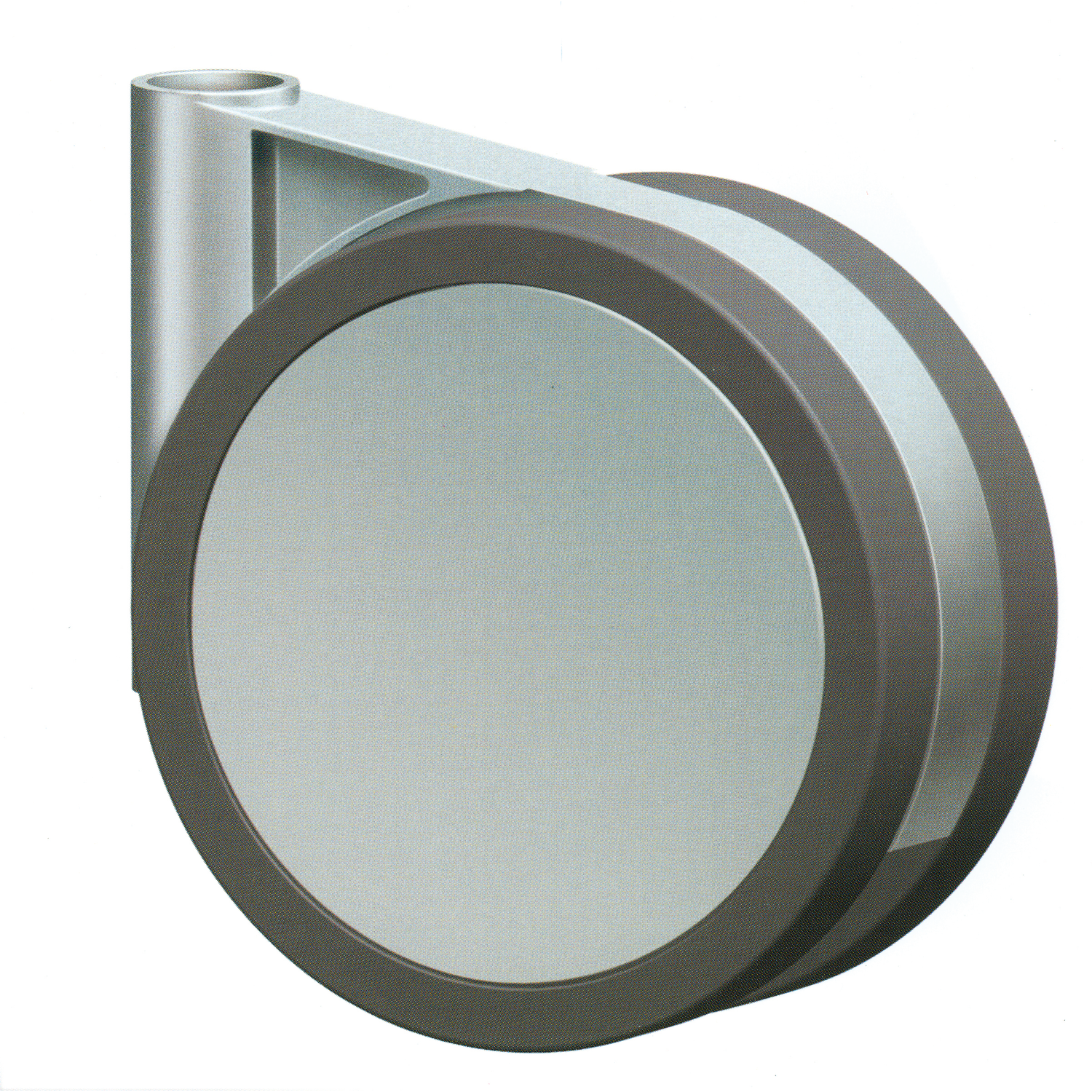 Dubbel wiel 100mm alu met driehoekige plaat