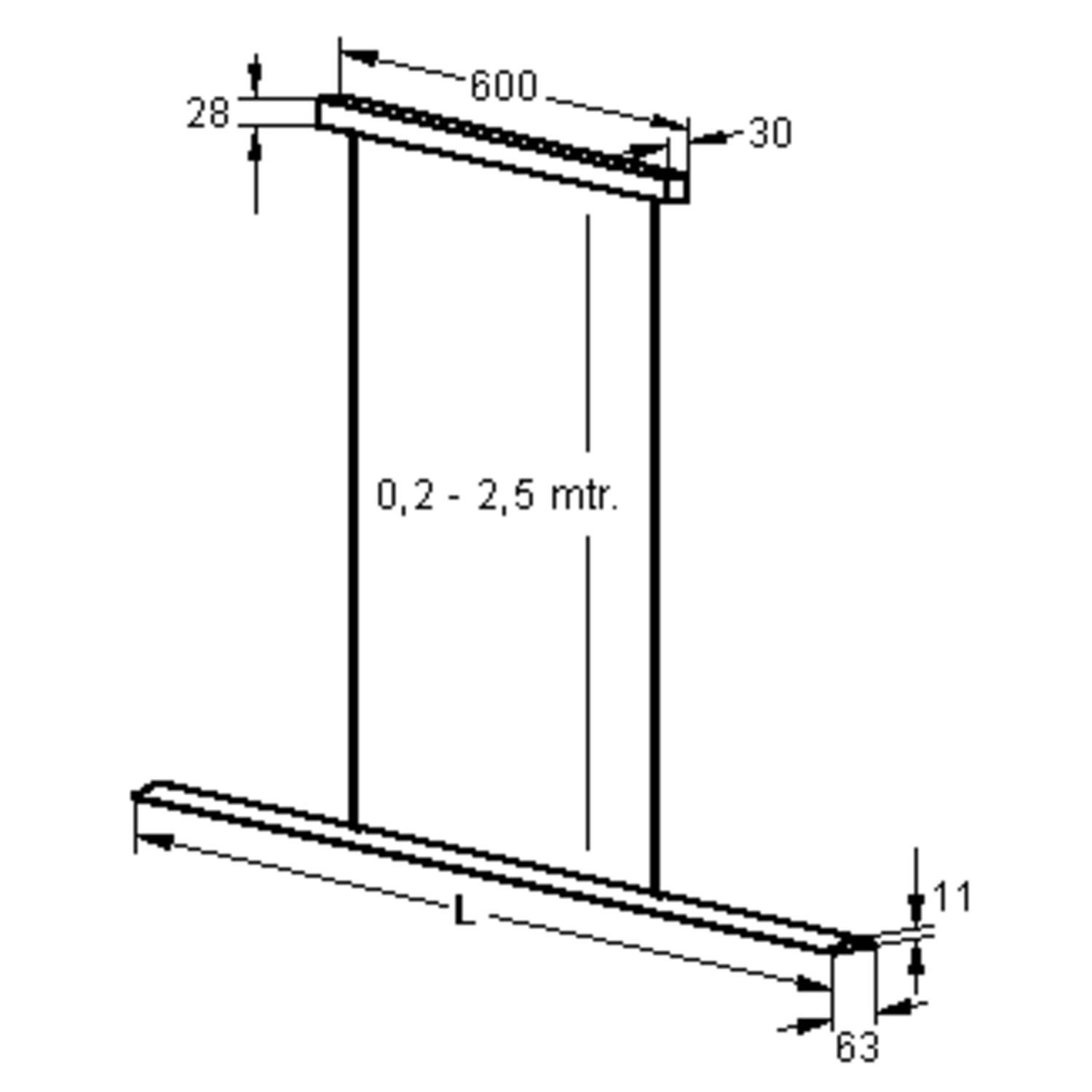 Pendel 160 Led alu 1200mm 21W 240v 3000K