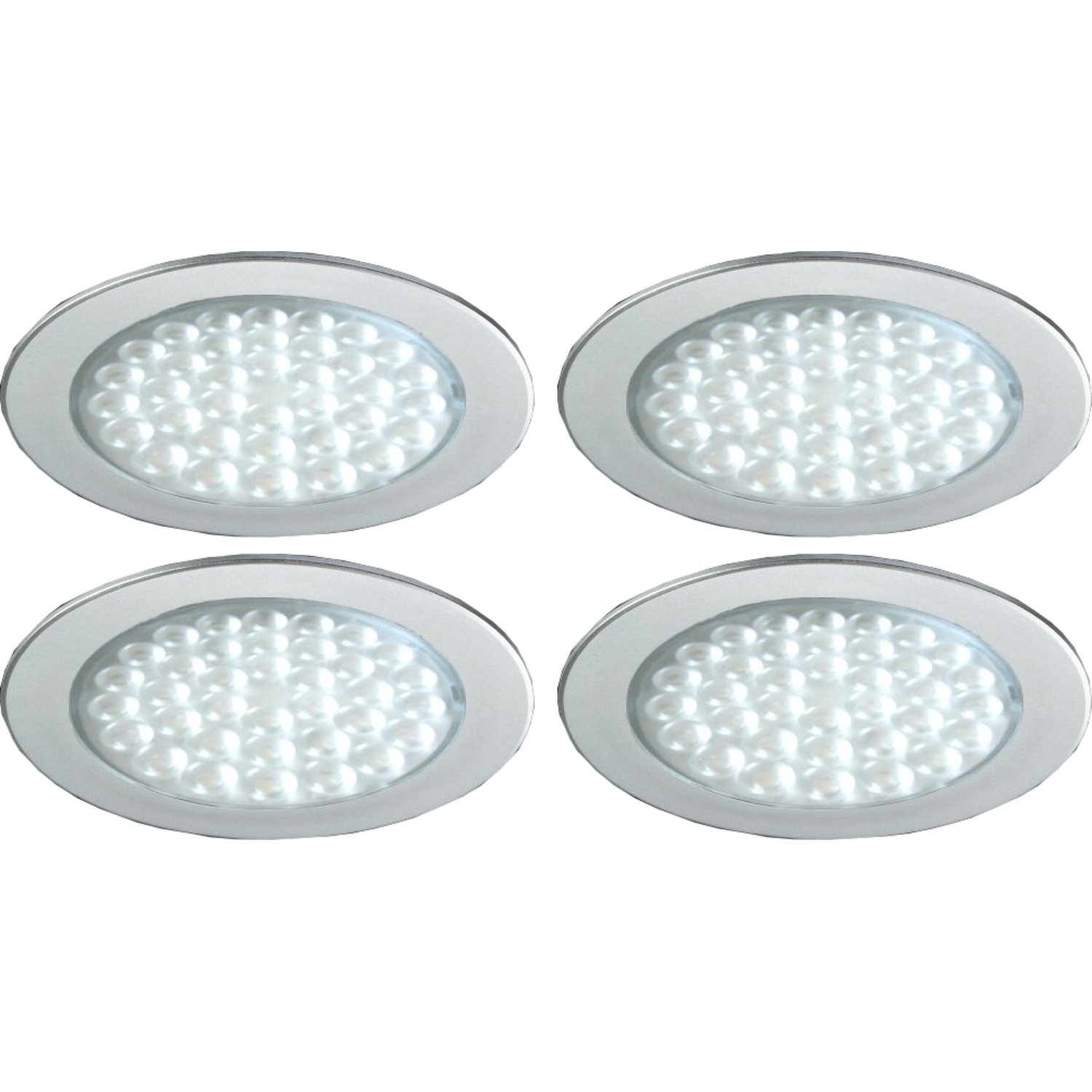 Hera set 4 x r-68 led 2.5W 24V 3000K RVS-look+ transfo led 30