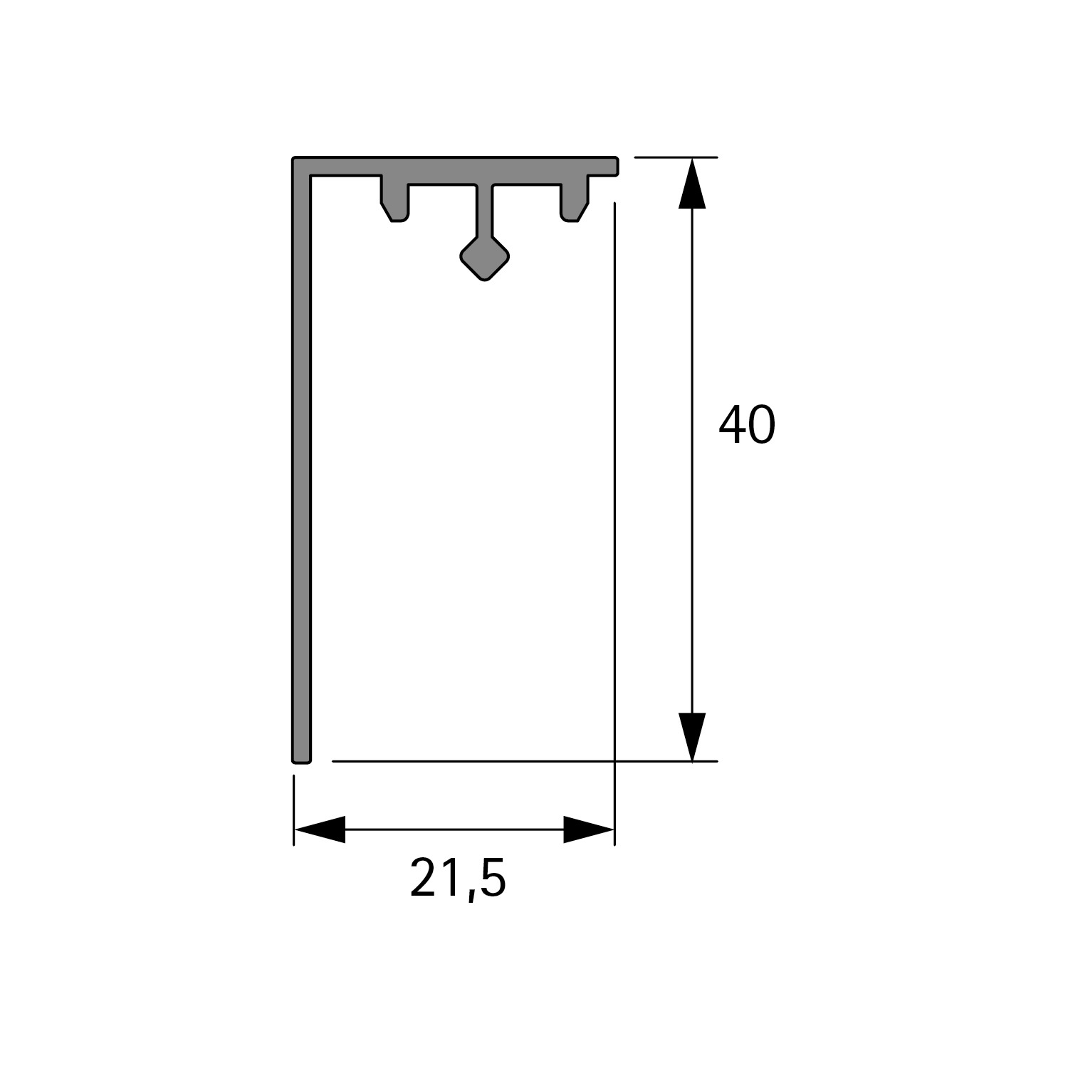 Cadro L-profiel AvanTech YOU / Actro YOU / Actro 5D, 3000 mm, roestvrij staal finish