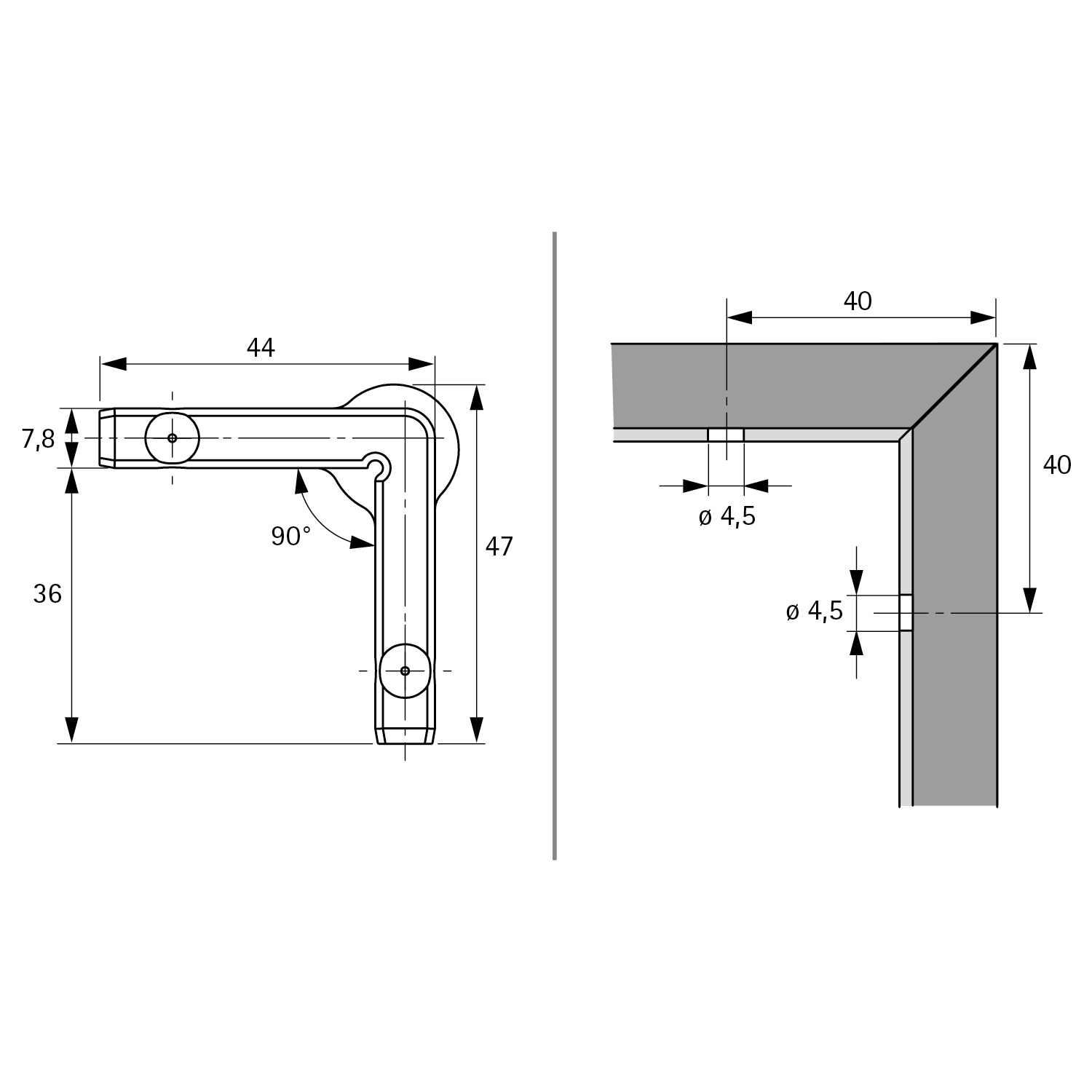 Cadro Hoekverbinder 90° verstek