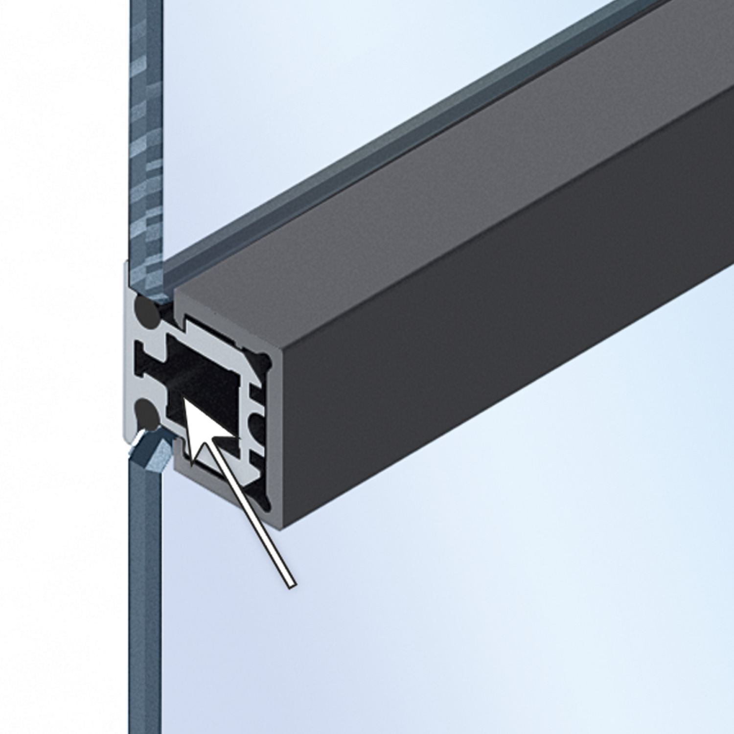 Cadro Glas-middenprofiel mat zwart