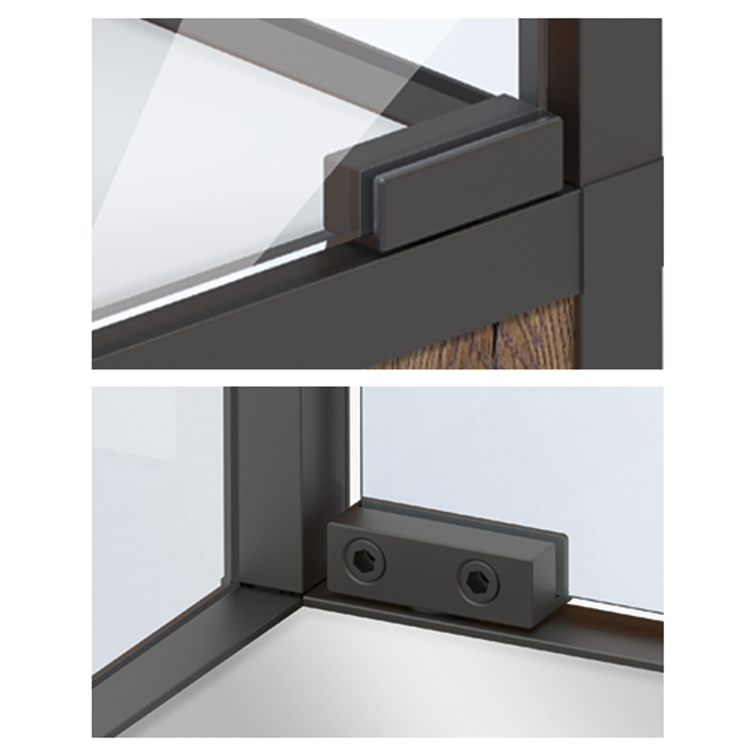Cadro Vitrines Glasdeurscharnier mat zwart