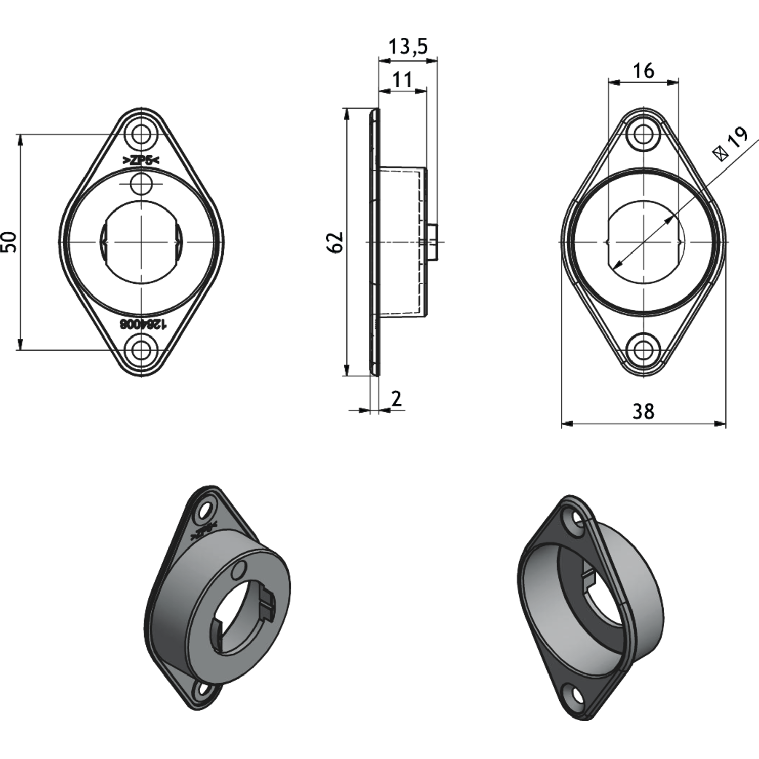 Dial Lock 60/61 adapter voor houten deuren