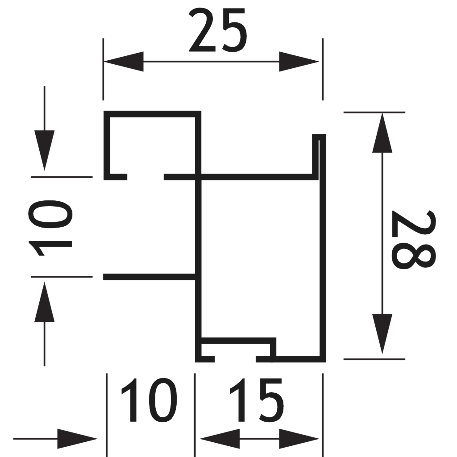 Vertikaal profiel 10mm Terra 2.6m alu zwart
