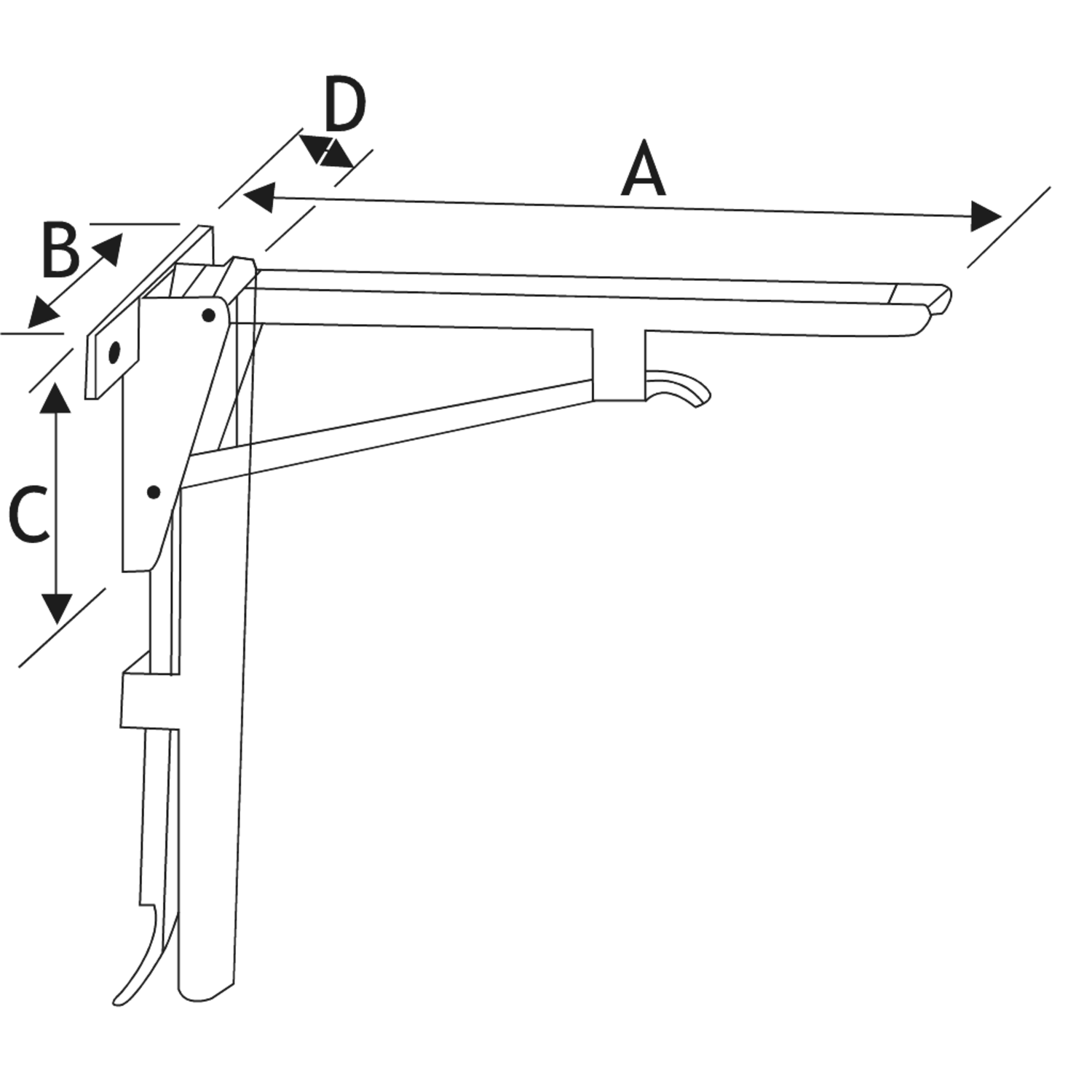 Plooibare consolen hebgo 580mm grijs