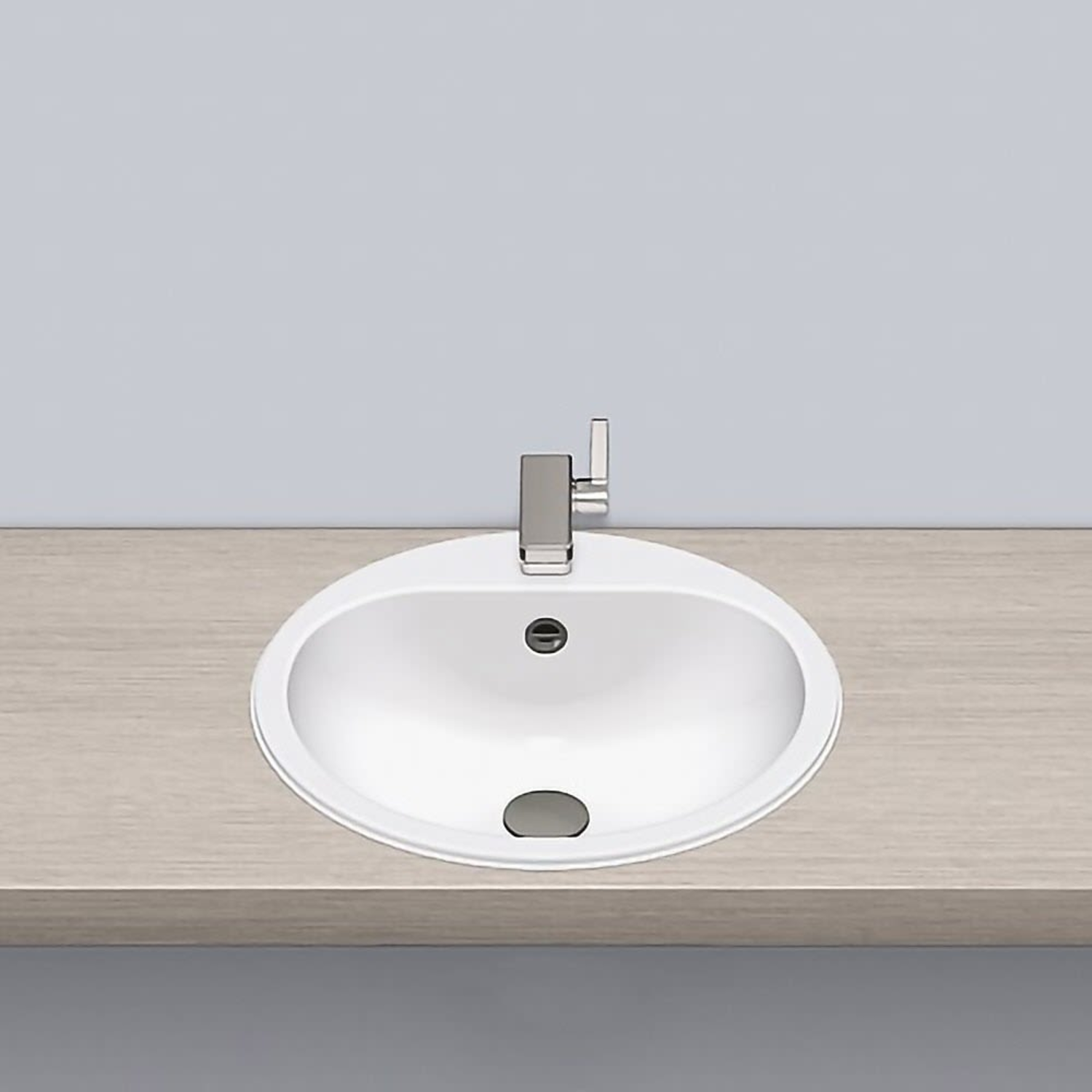Alape ew.3 wastafel inbouw d.475x177mm witmet kraa met kraangat en overloop