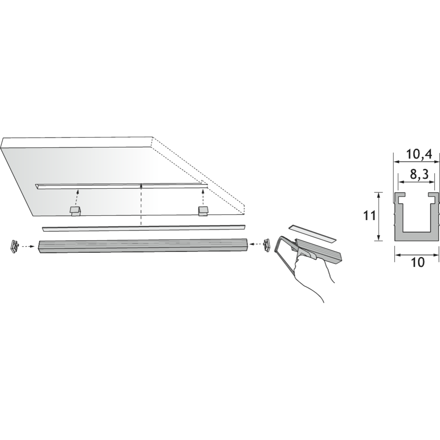 Pro Sky plexi led profiel fume 3000mm