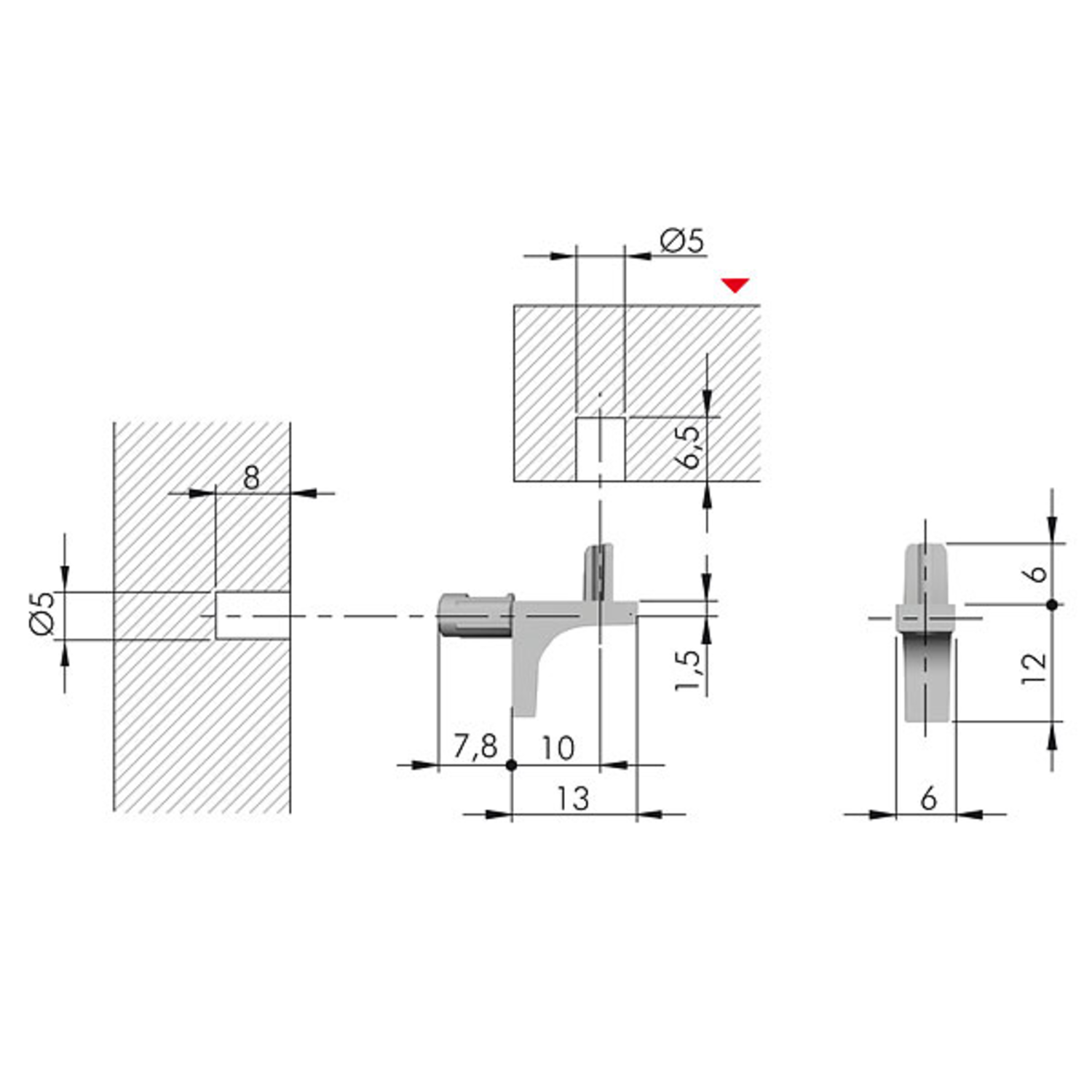 Schabdrager K-Line nikkel d.5mm met pin