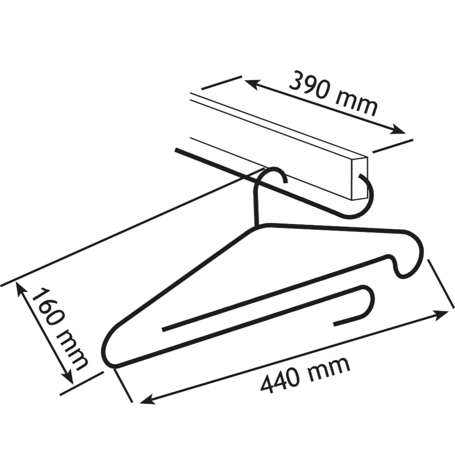 Klederhanger 50cm antraciet telesc.zwaar