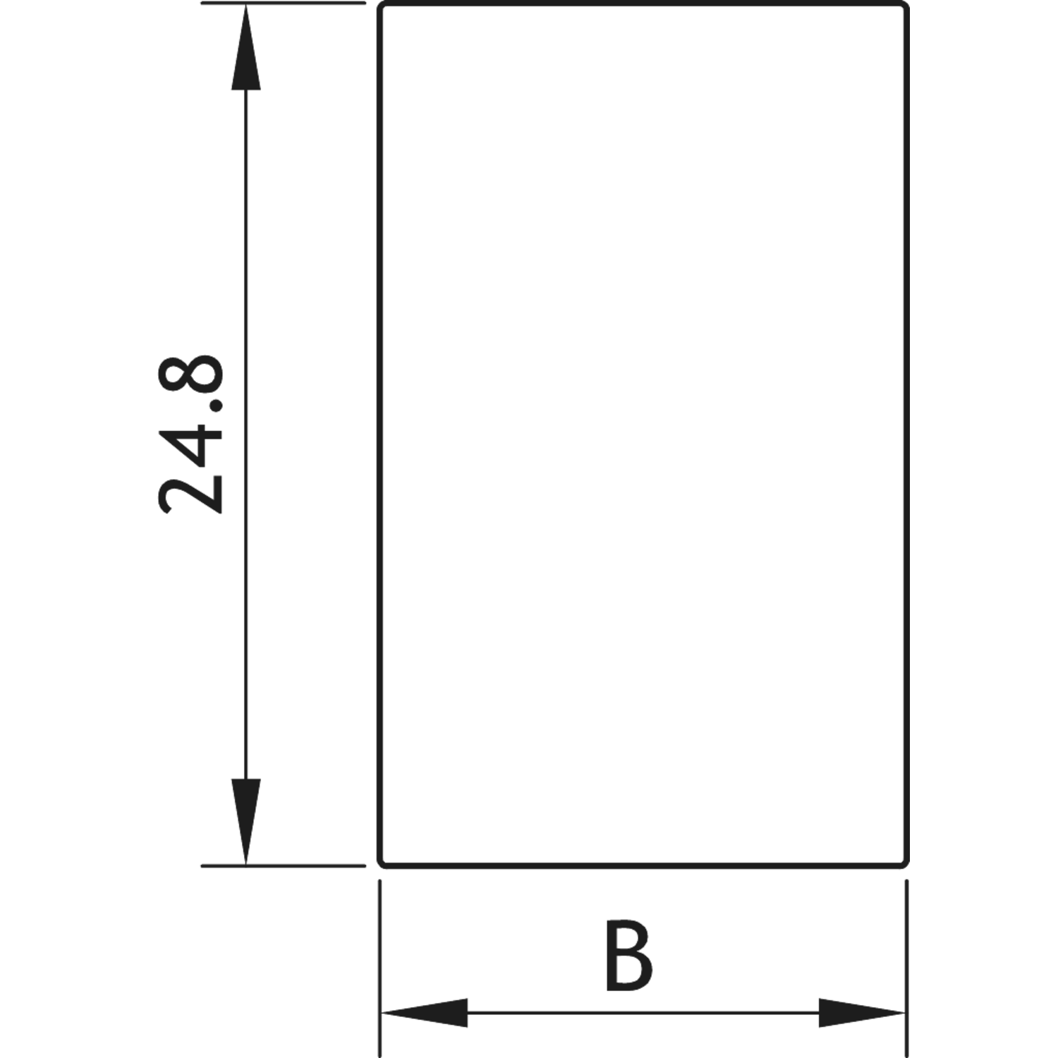 Eindstuk rvs glans h=24,8mm b=15,5mm