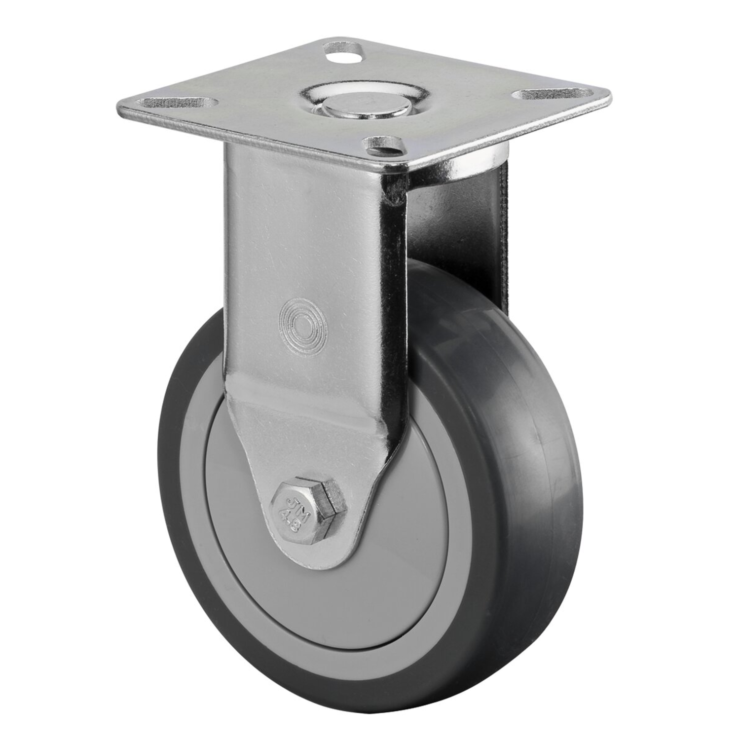 Vast wiel d.75 h103 50kg gummi grijs