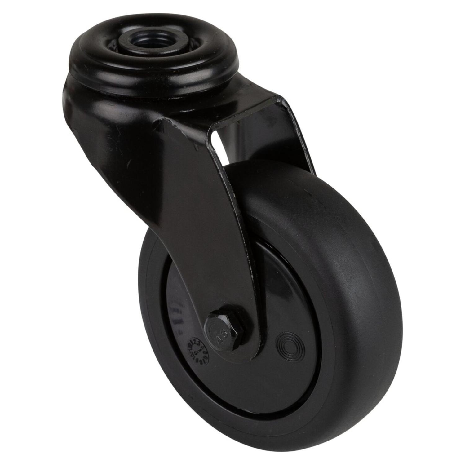 Zwenkwiel d 75mm h103mm rubber zwart 60kg