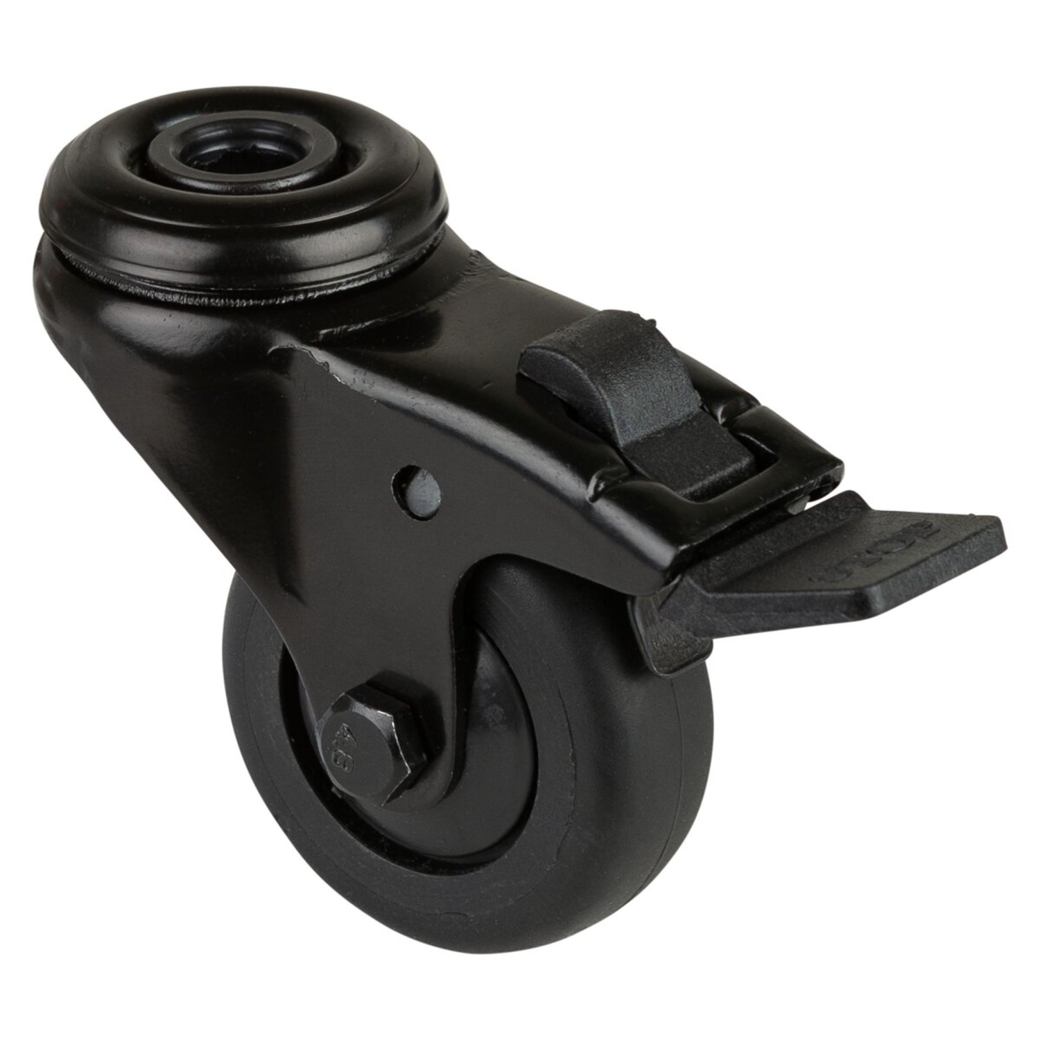 Zwenkwiel met rem d 50mm h 73mm rubber zwart 50kg