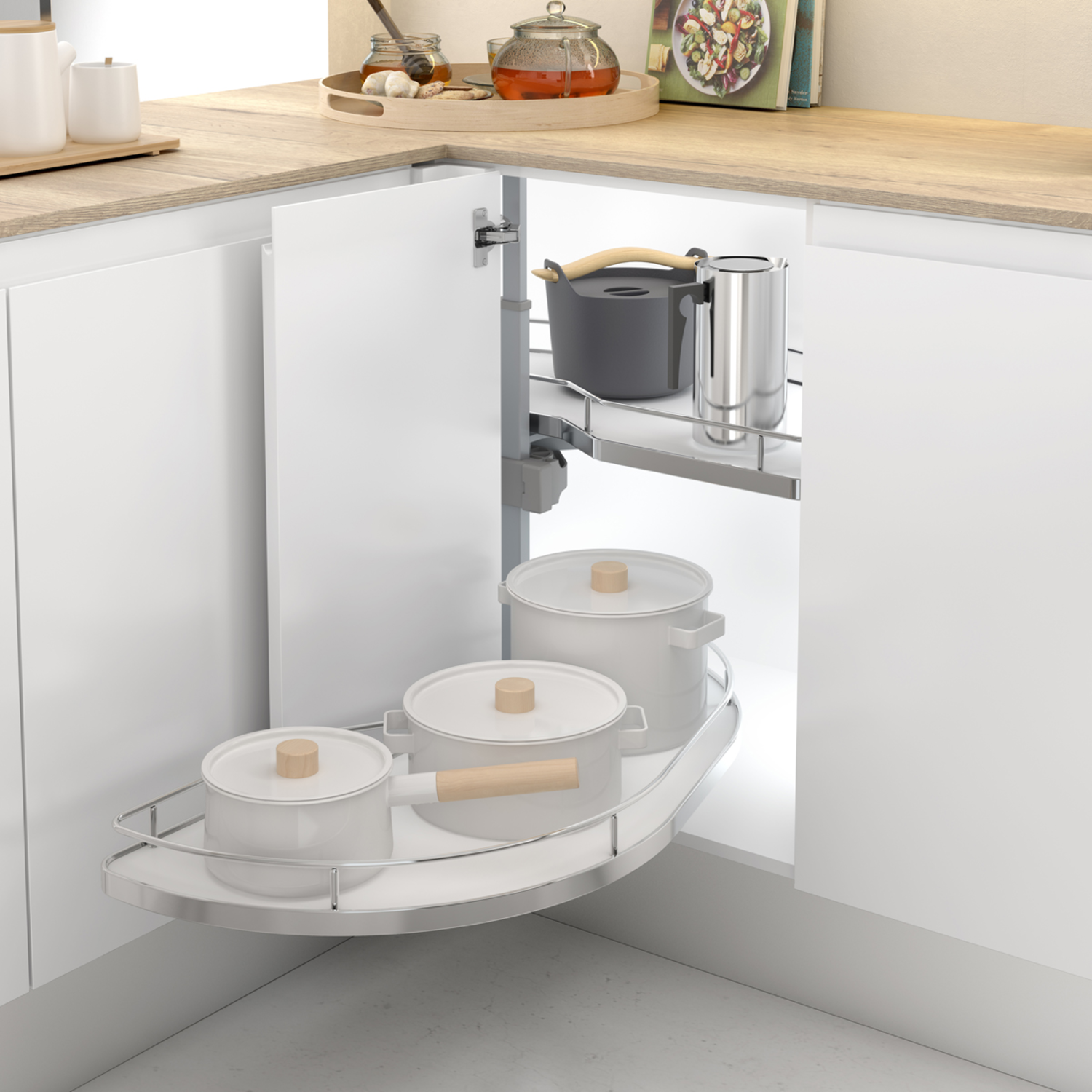 MC Line Dolphin 45cm links chroom/wit met dubbel dempingsysteem