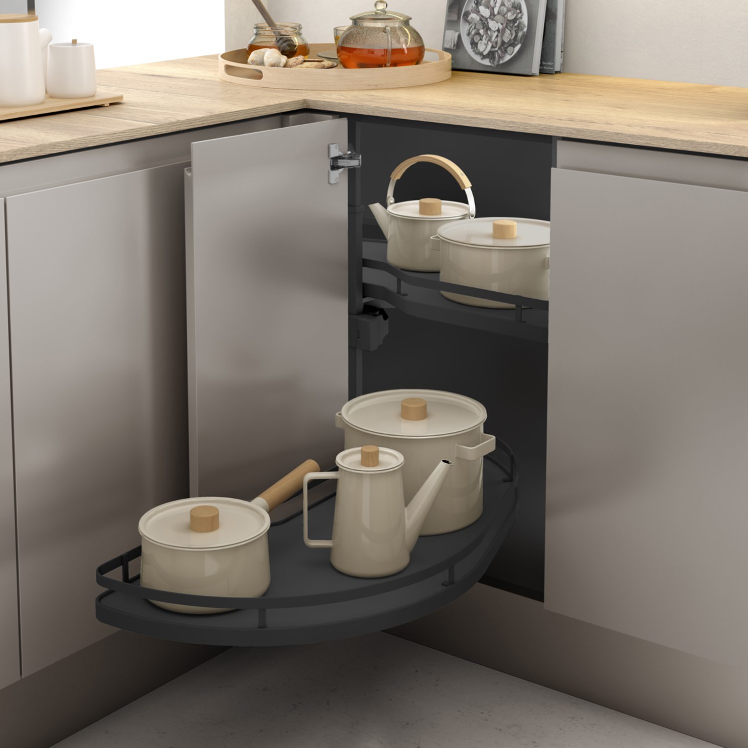 MC Line Dolphin flat 60cm rechts antraciet met dubbel dempingsysteem