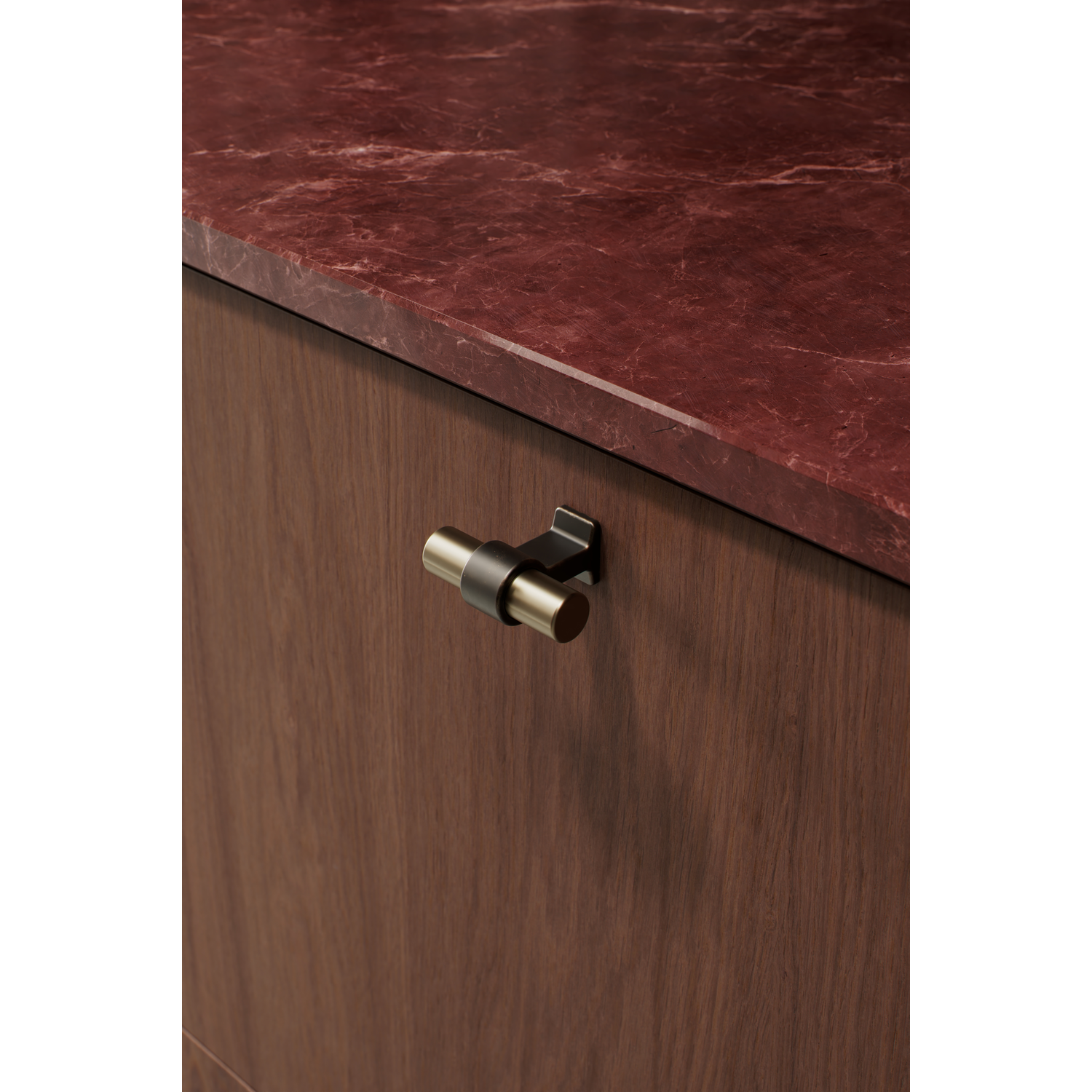 Knop bond 50x38,5 antiek bruin/geborsteld goud