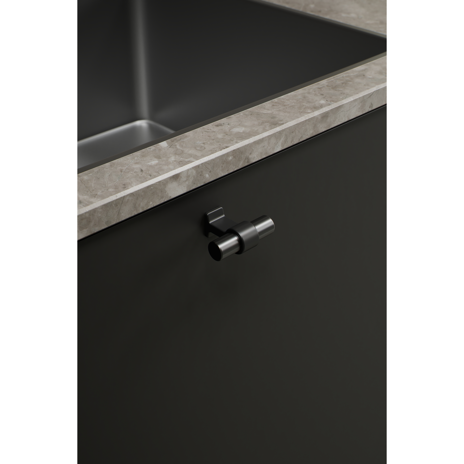 Knop bond 50x38,5 mat zwart/gunmetal