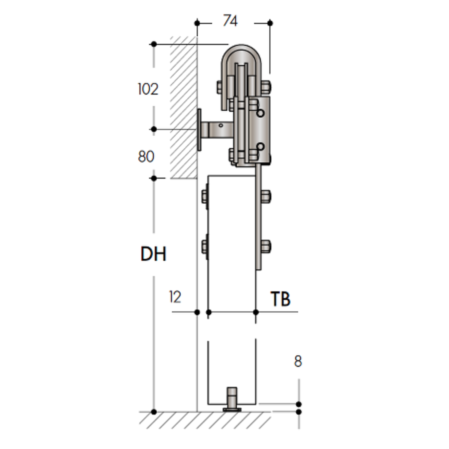 Casa schuifdeurset staal zwart 100kg l.2100mm voor deurbladbreedte 910-1000mm