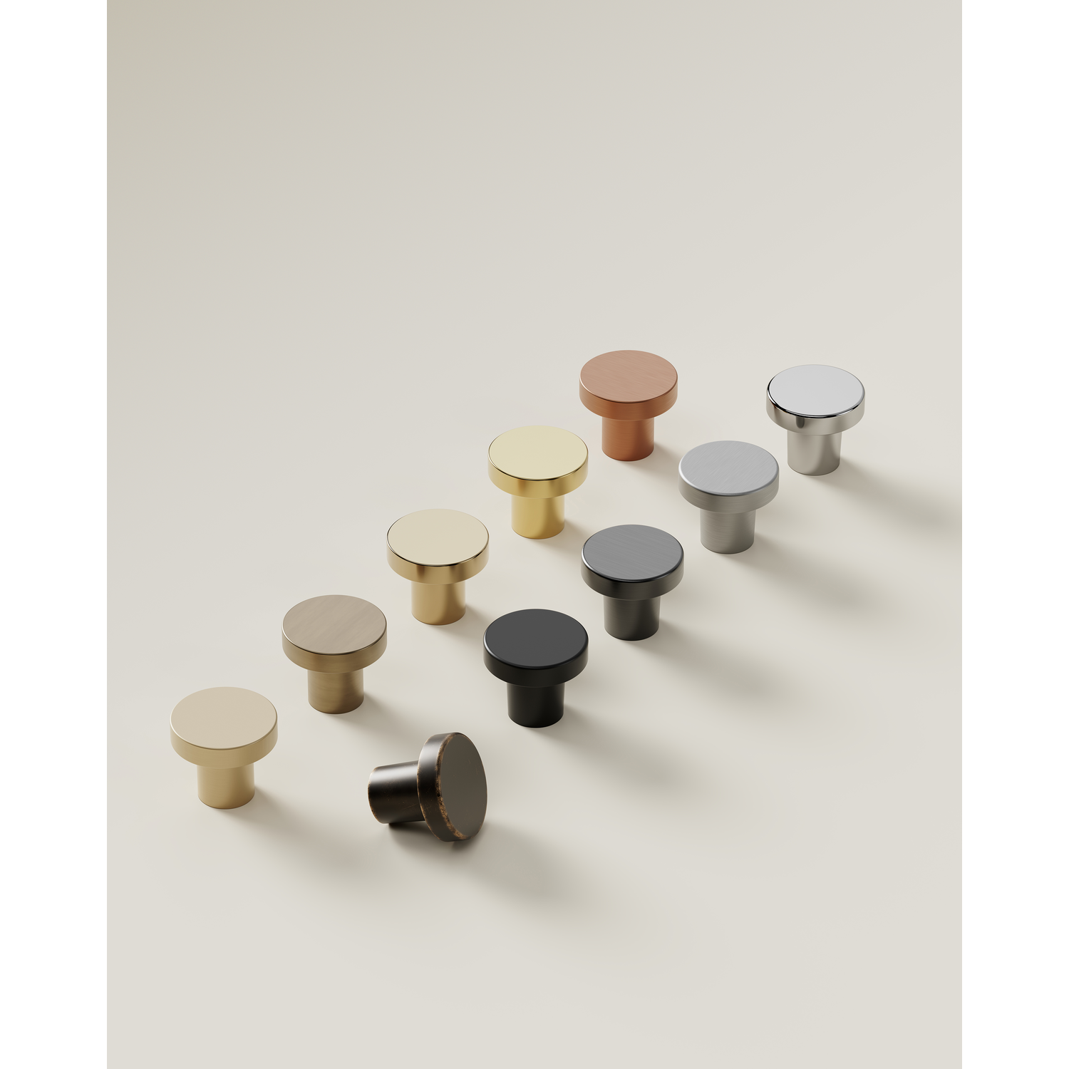 Knop DOT Ø30 H26 messing geborsteld goud