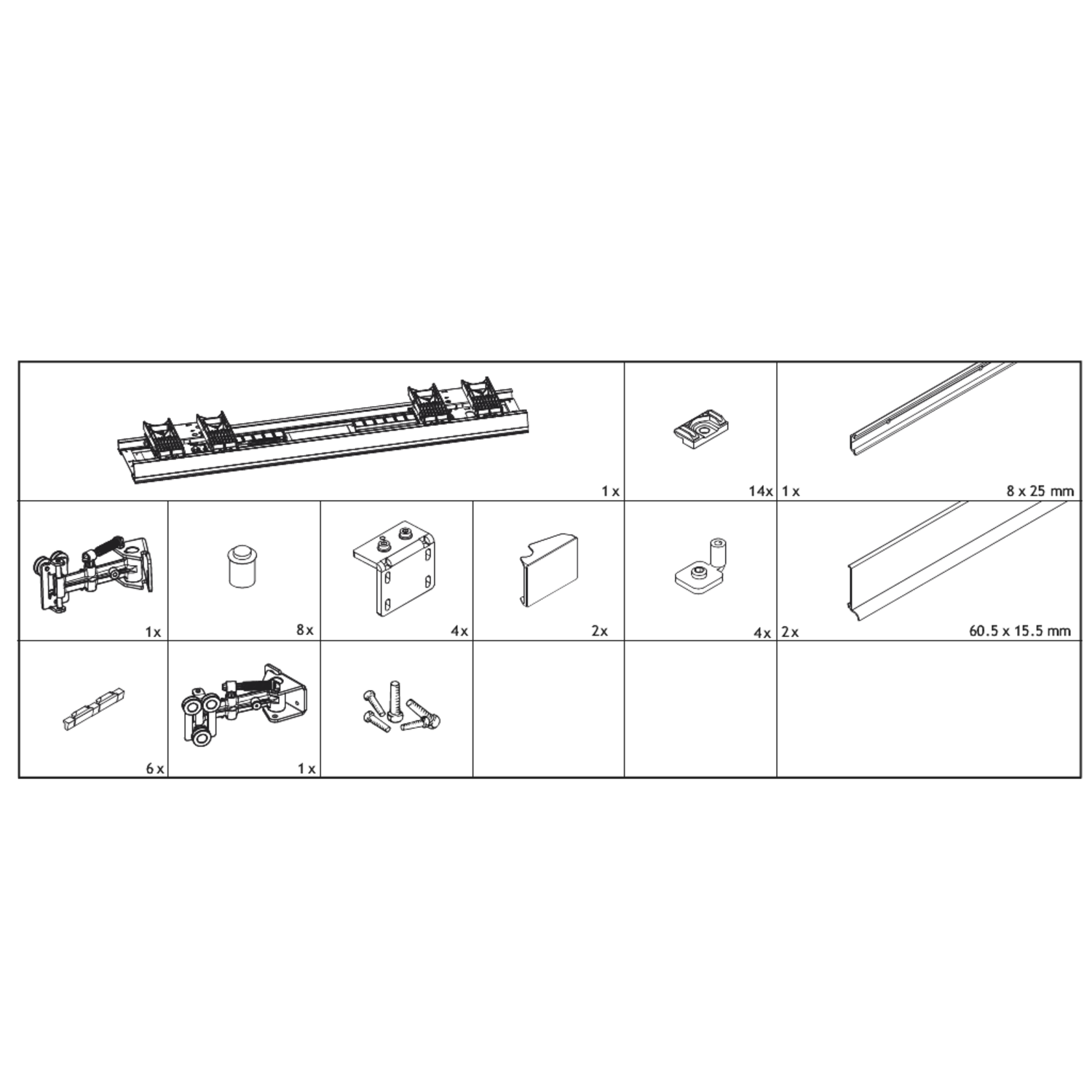 Hawa Frontino 20 H OS FS garnituur, type OS3, 1600-1799 mm, 2 deuren