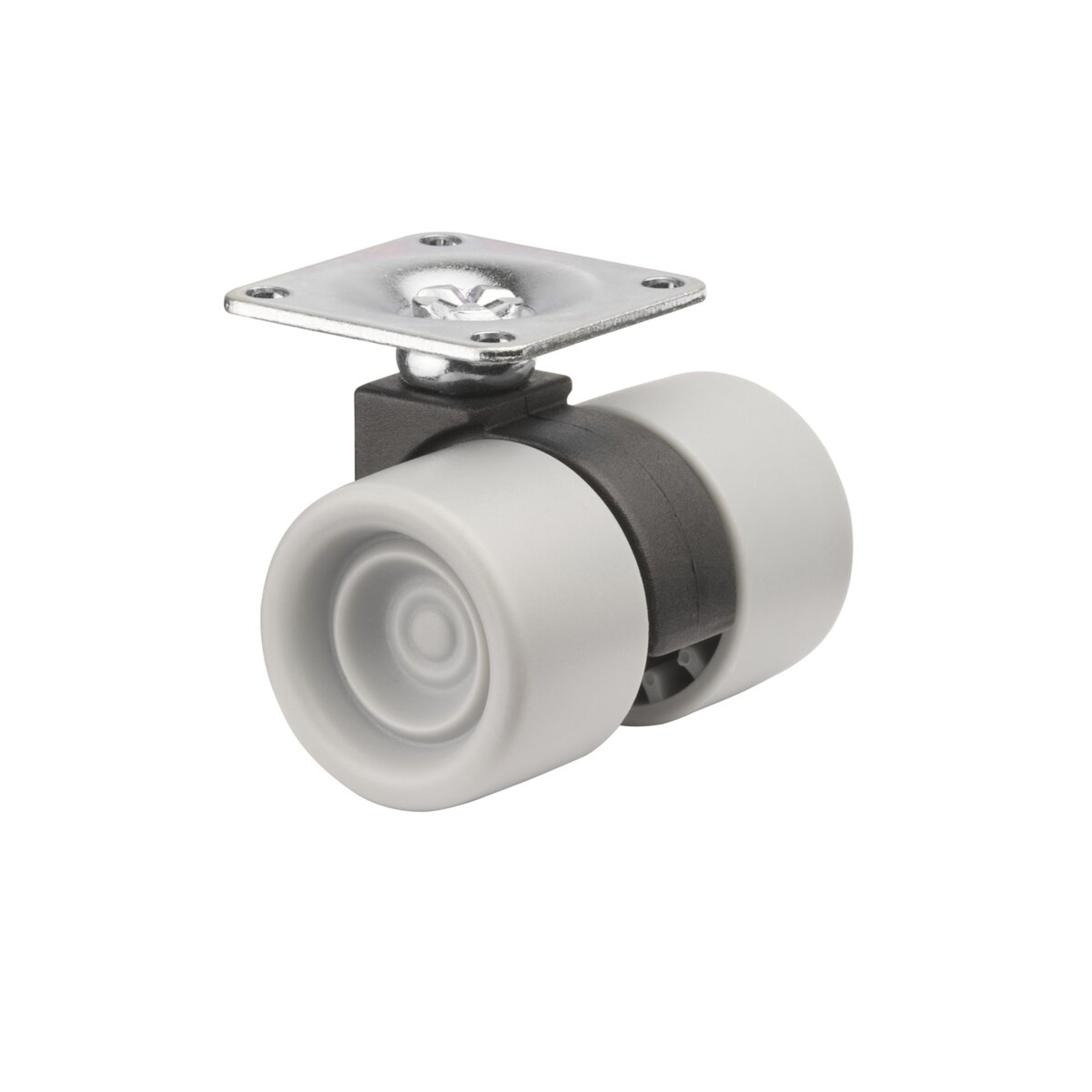 Zwenkwiel d.38 h.52 60kg chr.-grijs/zwart design dubbel wiel