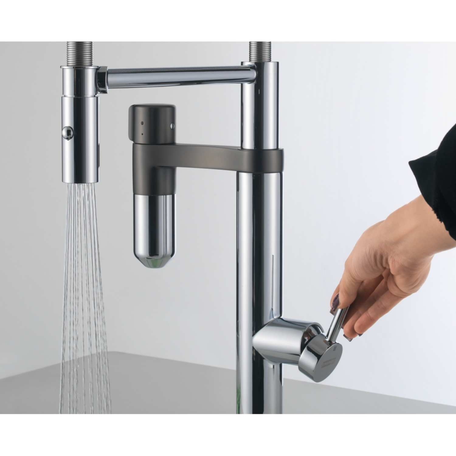 Vital - Filtersysteem met beweegbare uitloop / Chroom-Gun metal