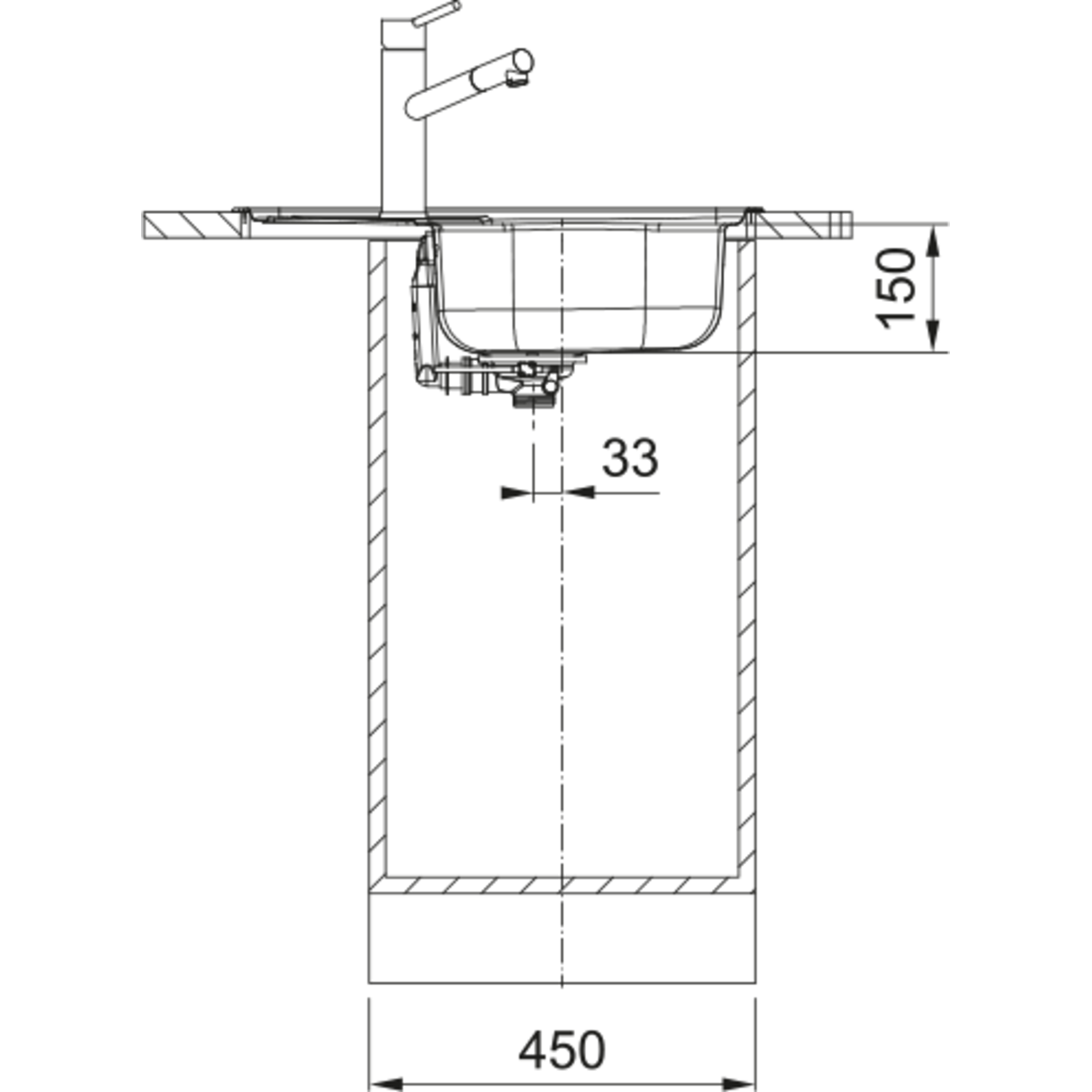 Flash - inbouwspoeltafel/ 620x435mm/ 1 bak/ omkeerbaar