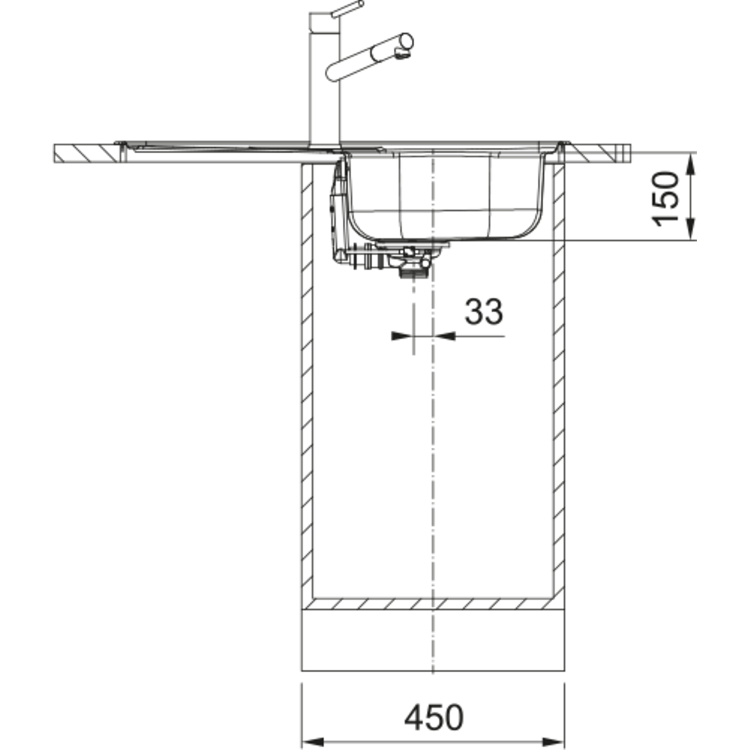 Flash - inbouwspoeltafel/ 780x435mm/ 1 bak/ omkeerbaar