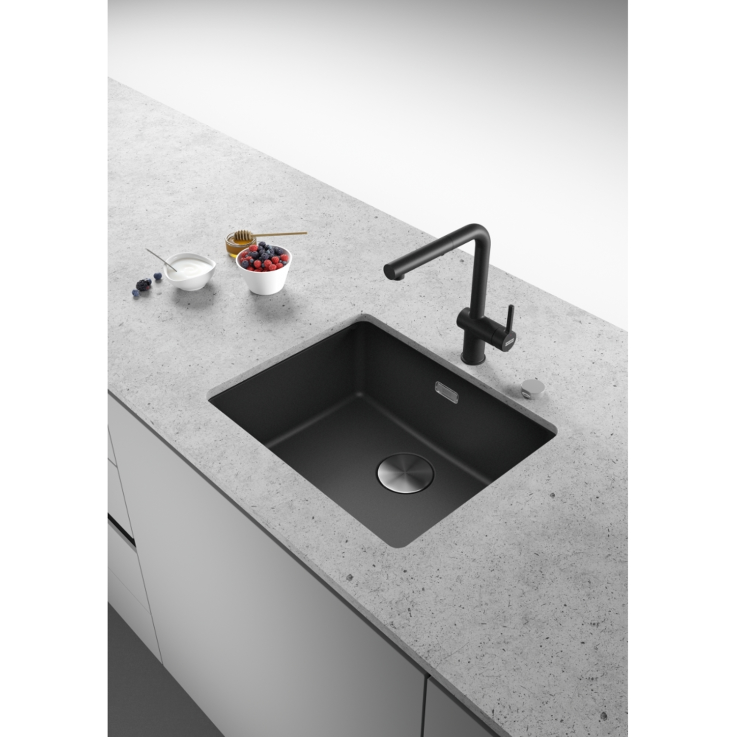 Maris - Onderbouwspoeltafel / 553 x 433 mm / 1 bak / Zwart Mat