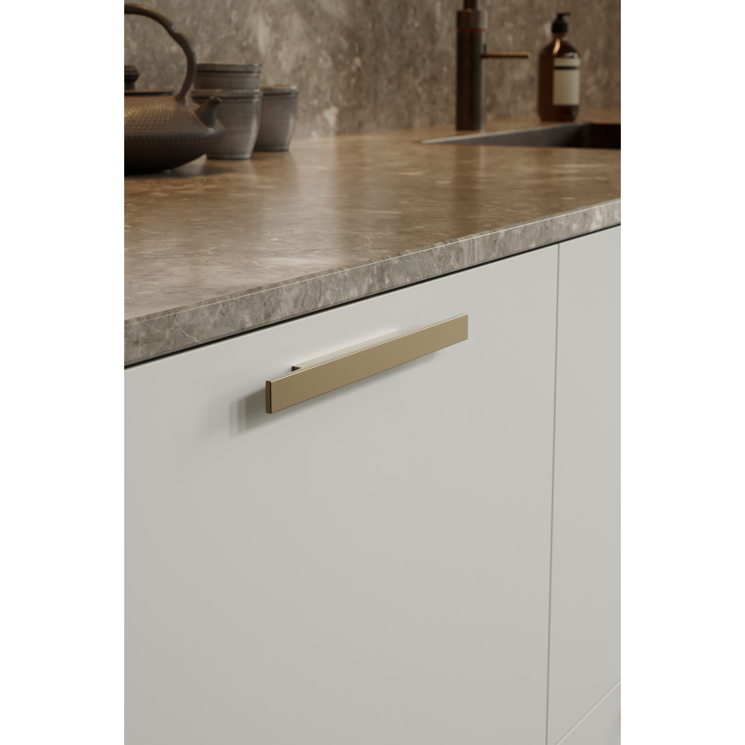 Greep facet ba96 l220 alu mat goud