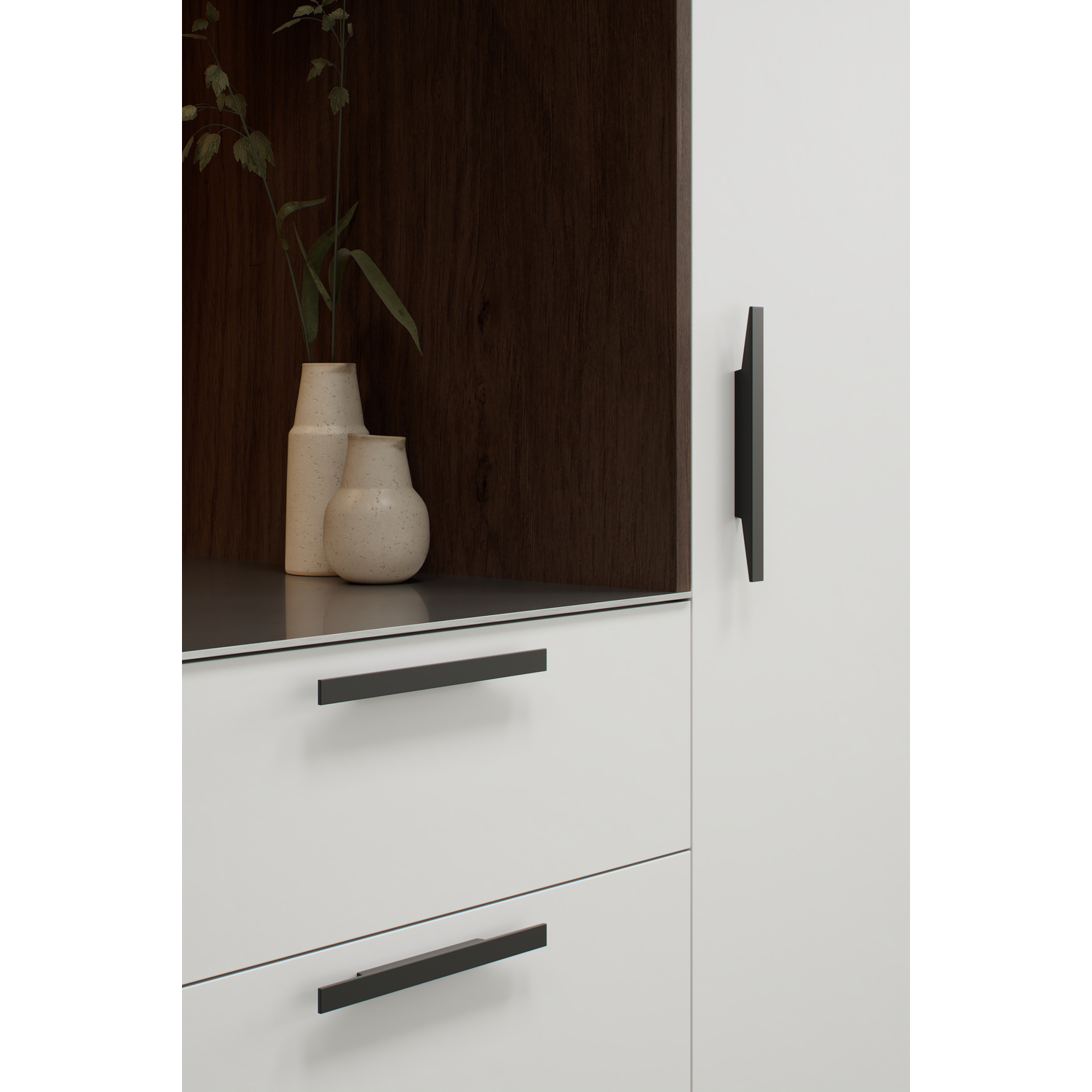 Greep facet ba96 l220 alu mat zwart