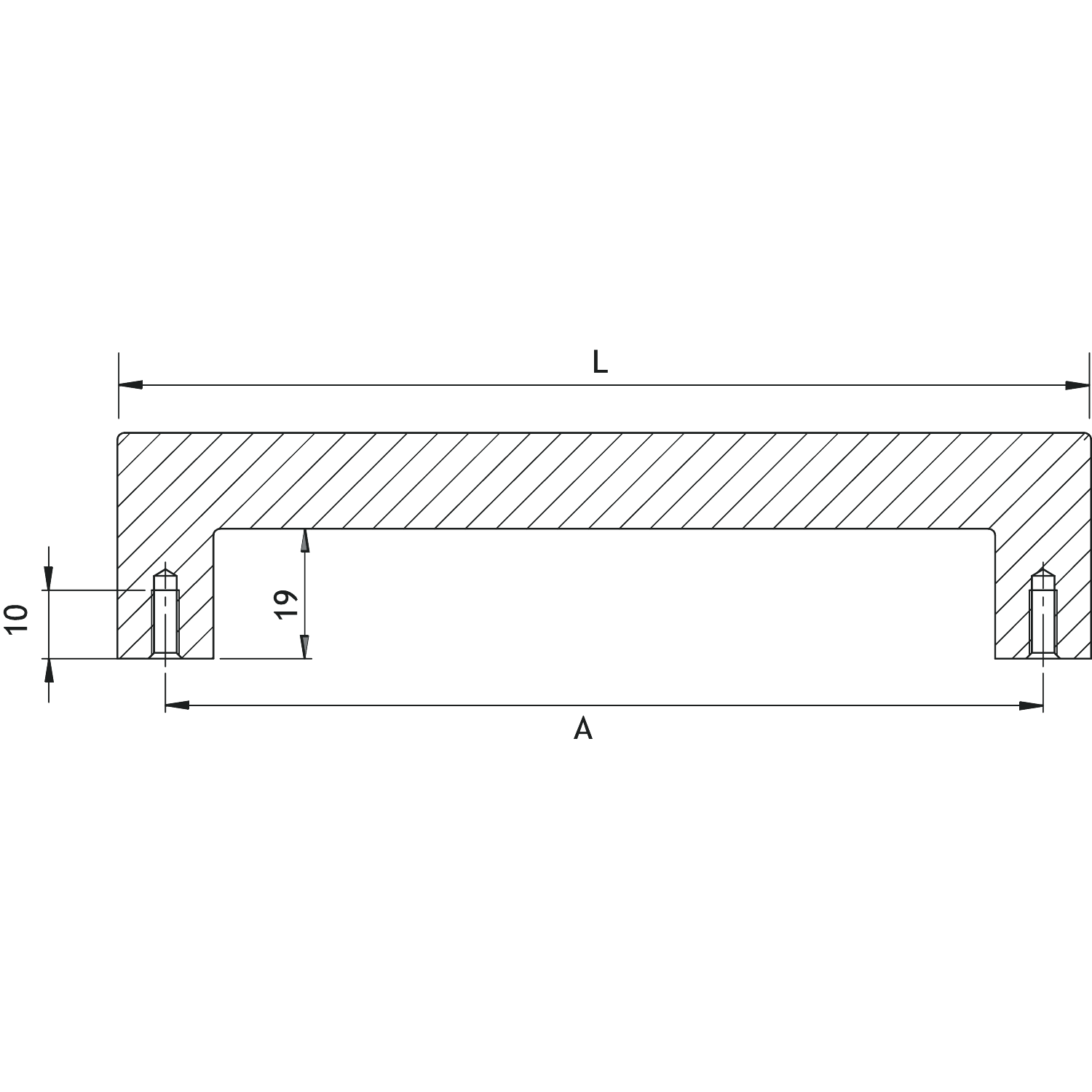 Greep flat ba192 l206 zamak mat zwart